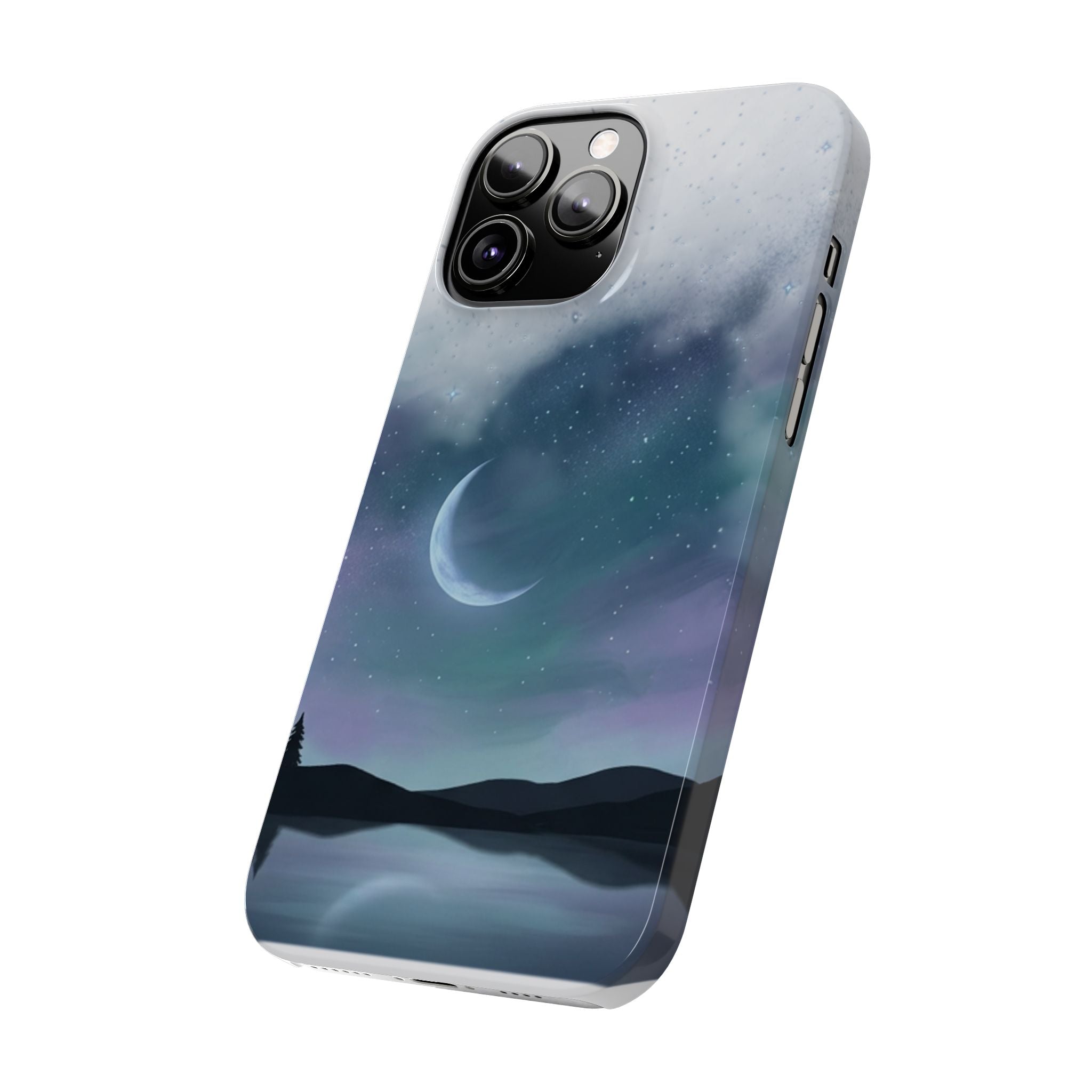 Phone Case – Night Sky Moon & Lake Artwork