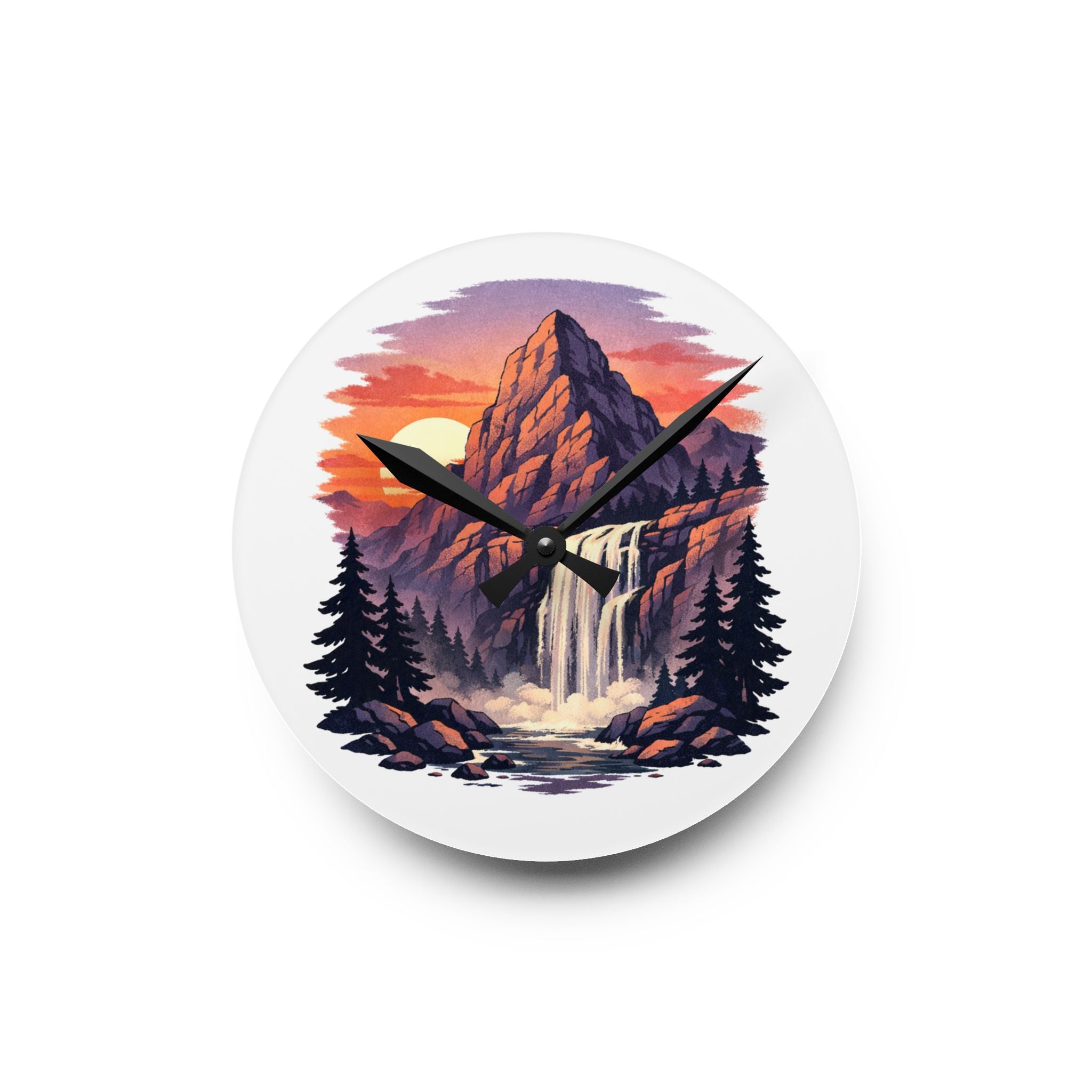 Mountain Waterfall Acrylic Wall Clock