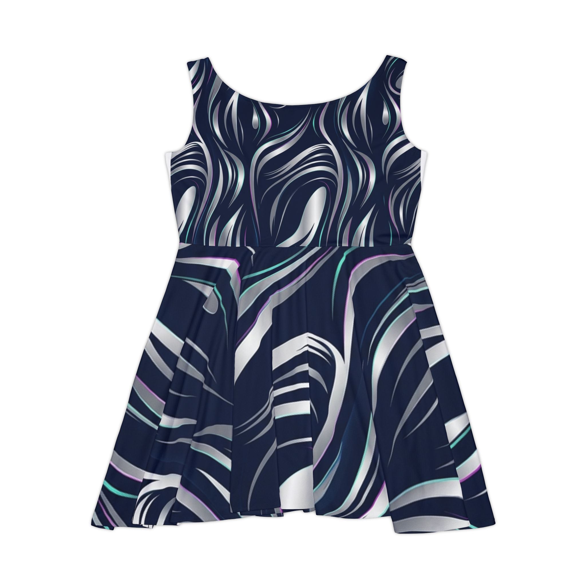 Abstract Wave Skater Dress