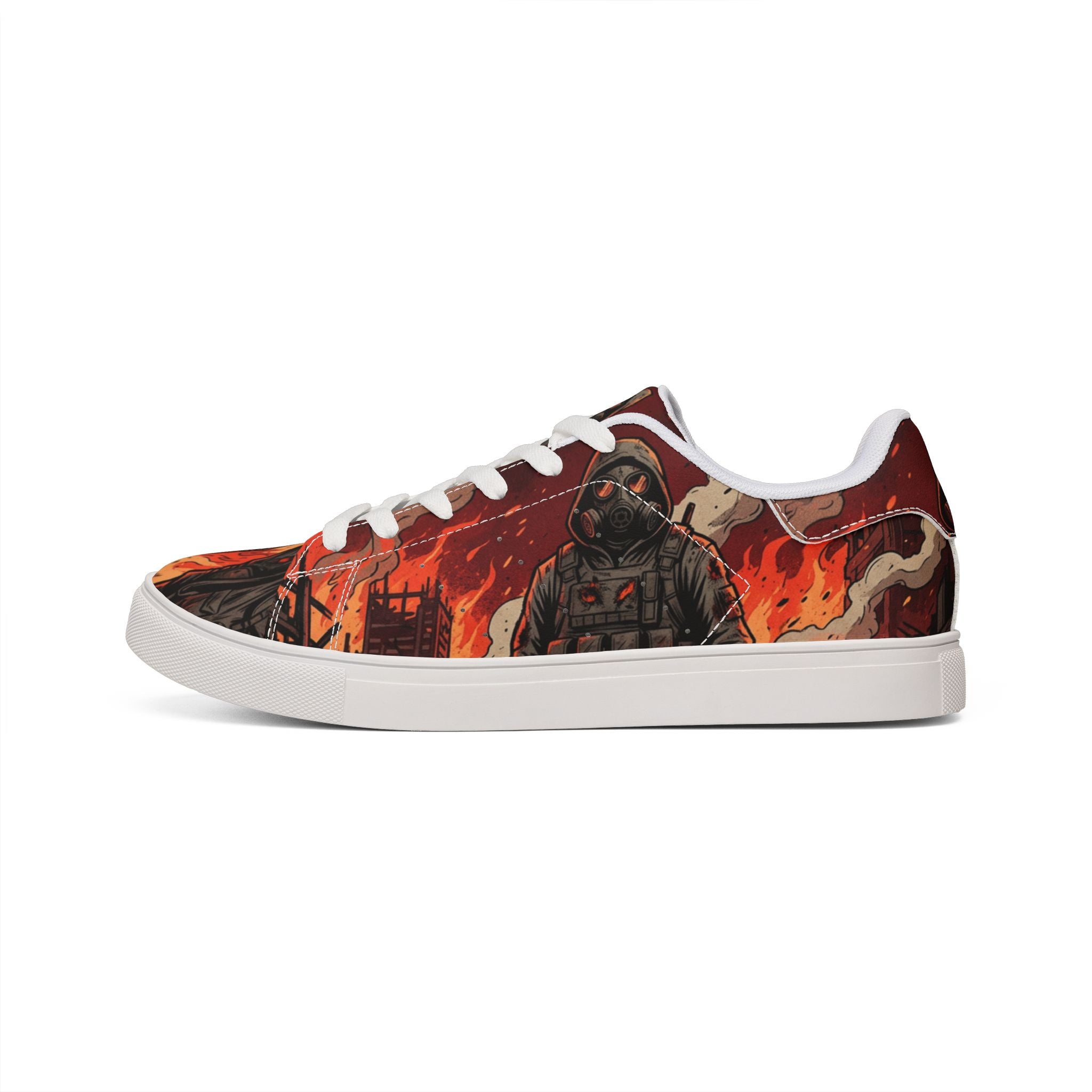 Leather Sneakers — Firefighter Low-Top Shoes