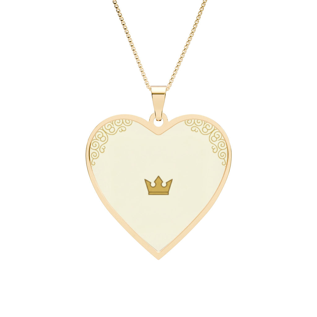 Pendant Necklace — Heart with Crown Accent