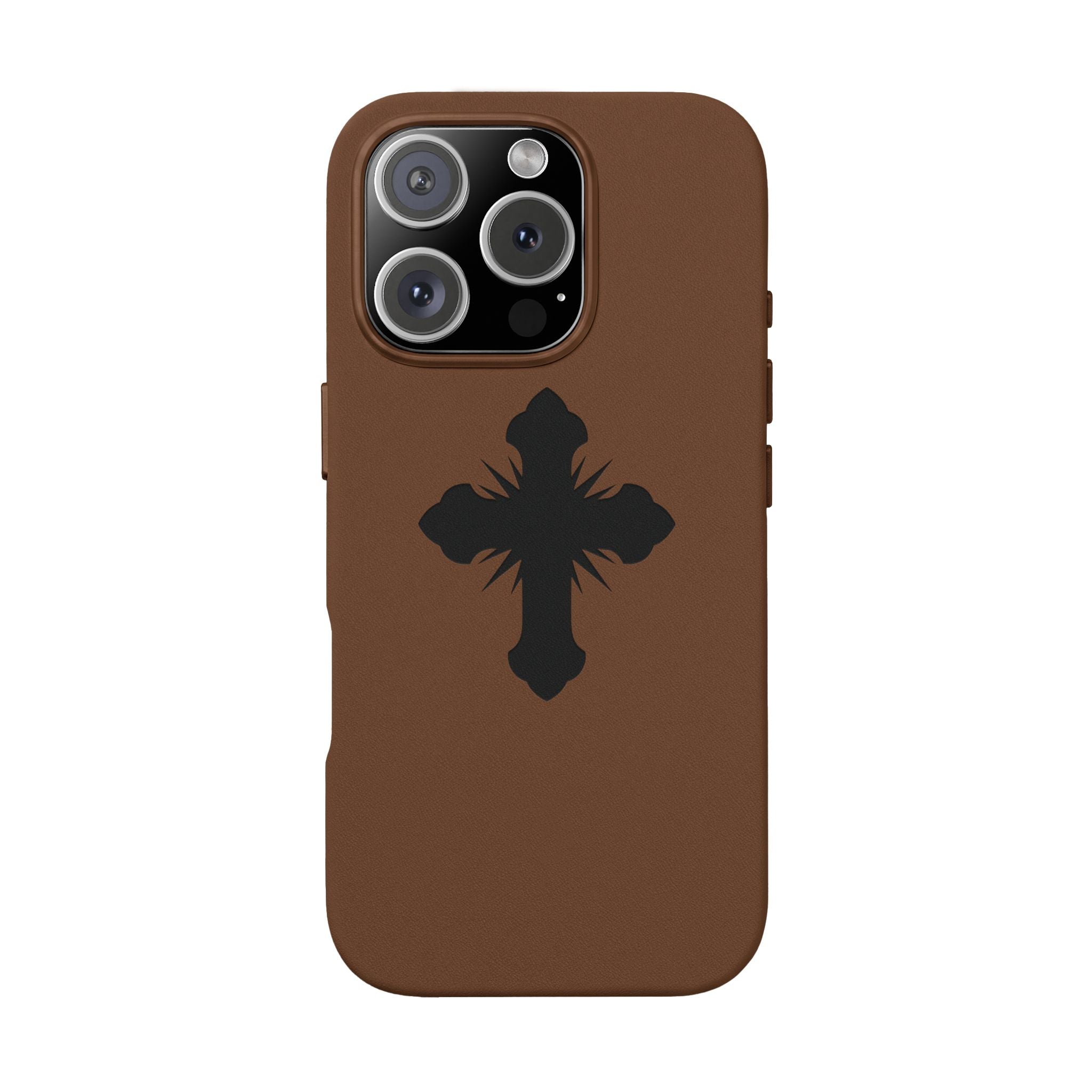 Leather Phone Case with Embossed Cross