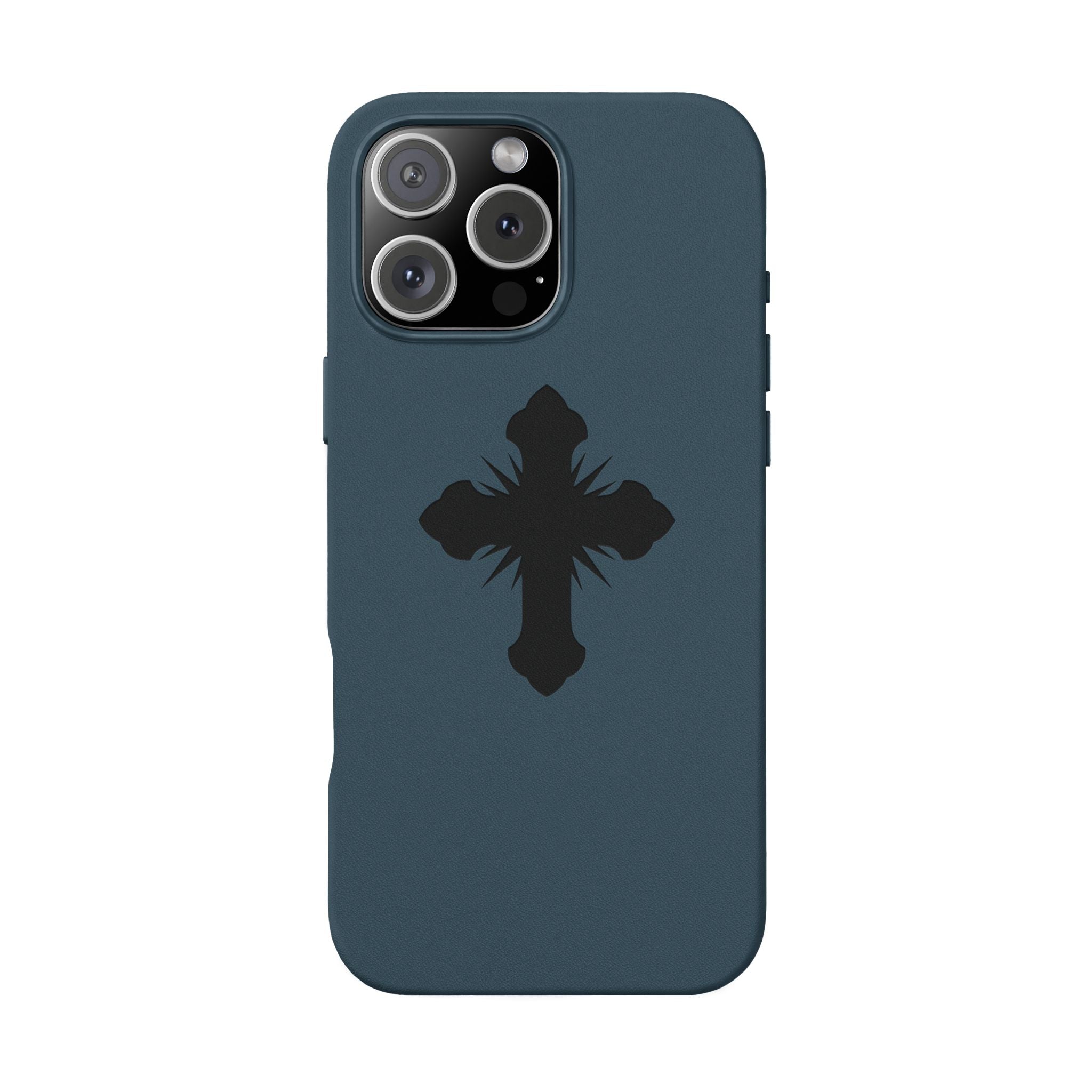 Leather Phone Case with Embossed Cross