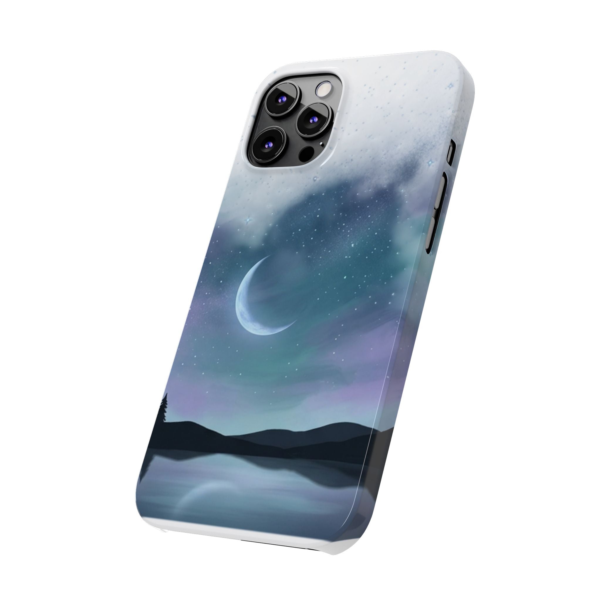 Phone Case – Night Sky Moon & Lake Artwork
