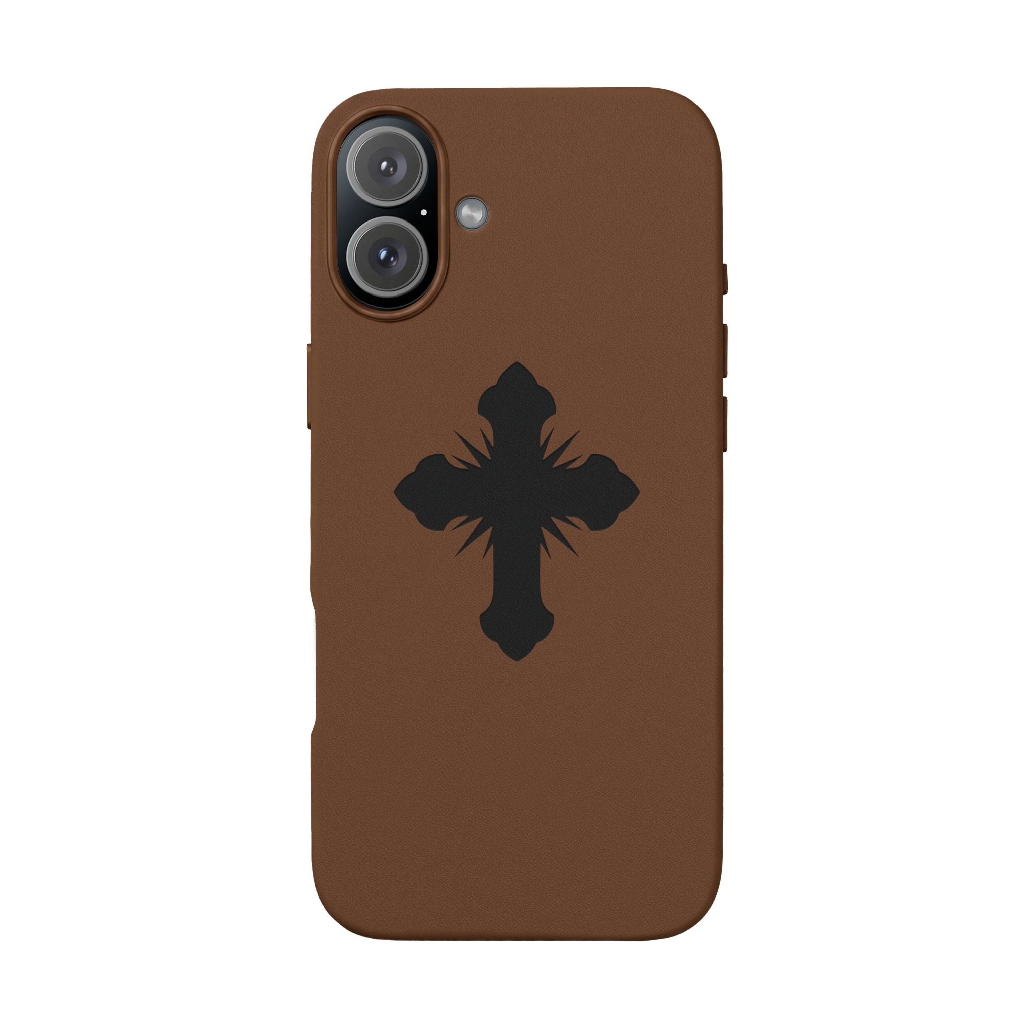 Leather Phone Case with Embossed Cross