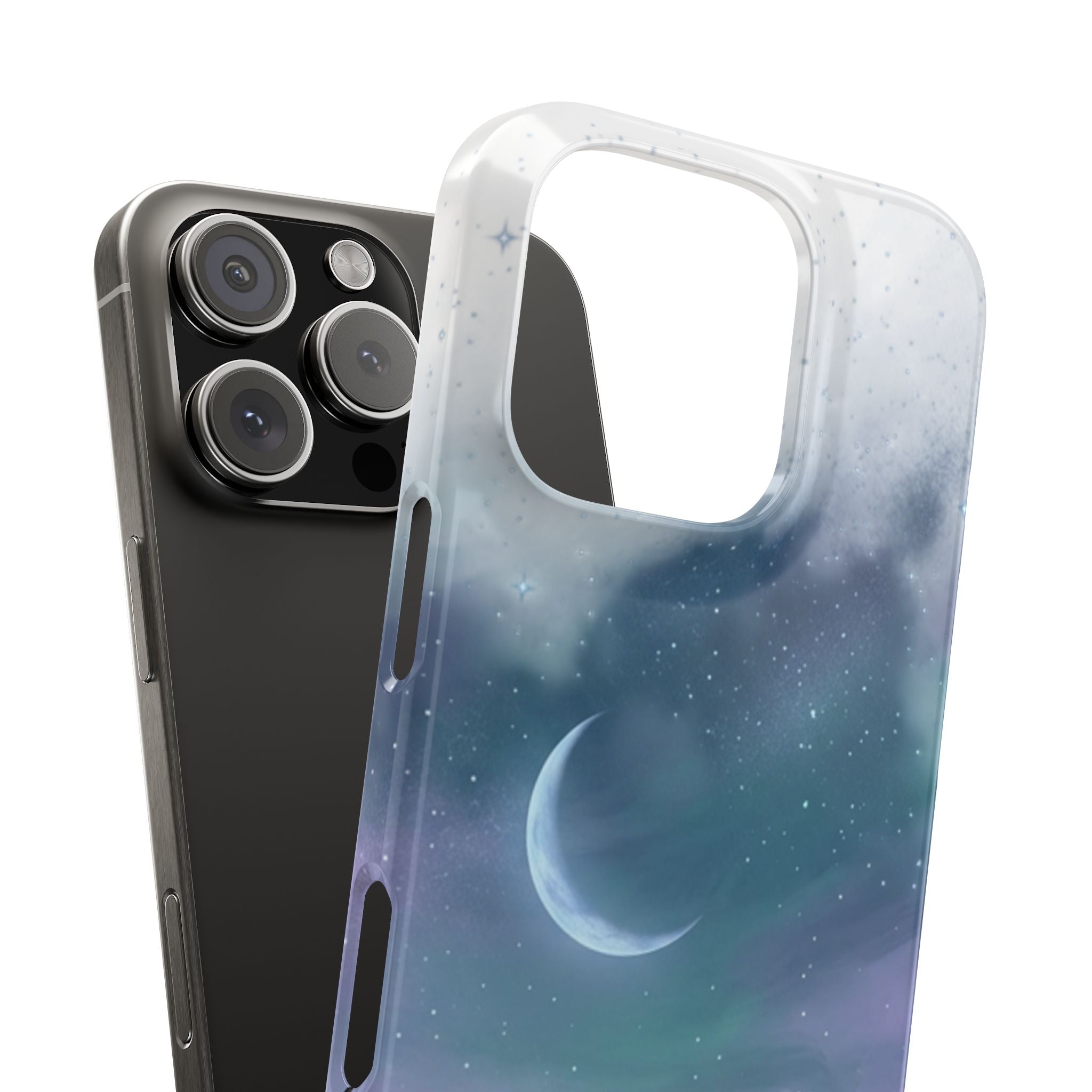 Phone Case – Night Sky Moon & Lake Artwork