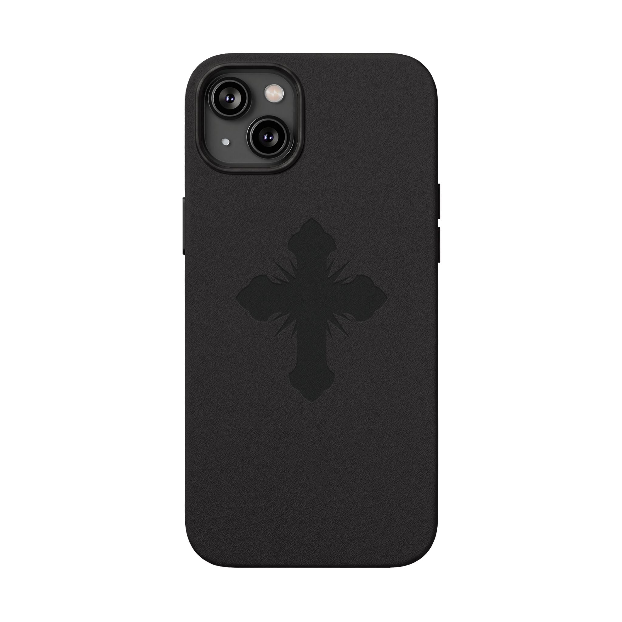 Leather Phone Case with Embossed Cross
