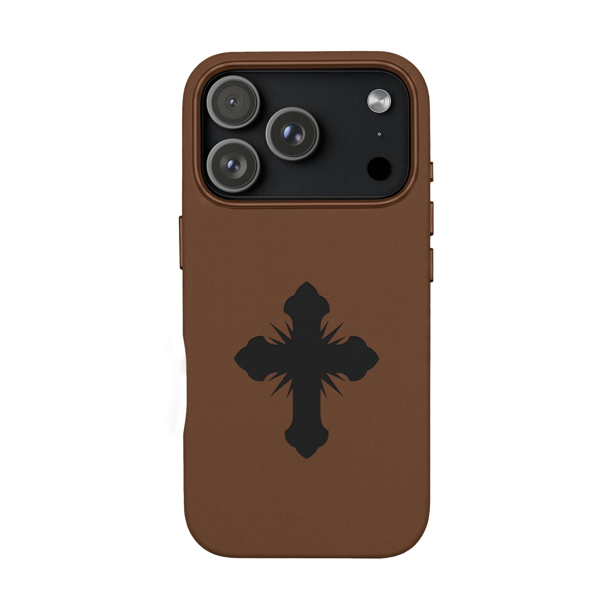 Leather Phone Case with Embossed Cross