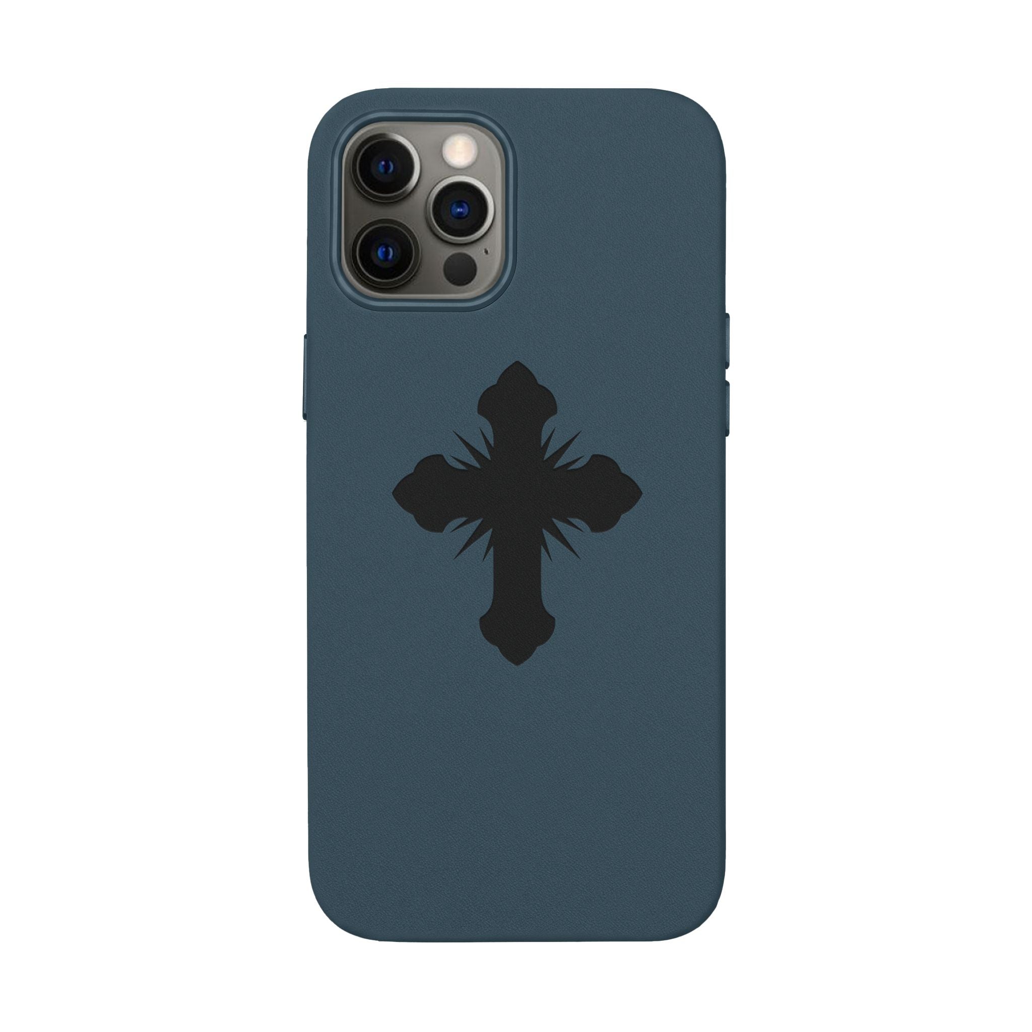 Leather Phone Case with Embossed Cross