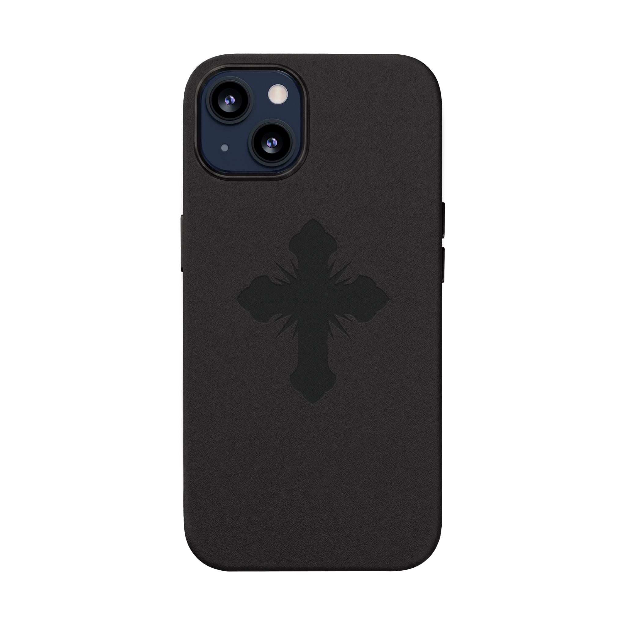Leather Phone Case with Embossed Cross