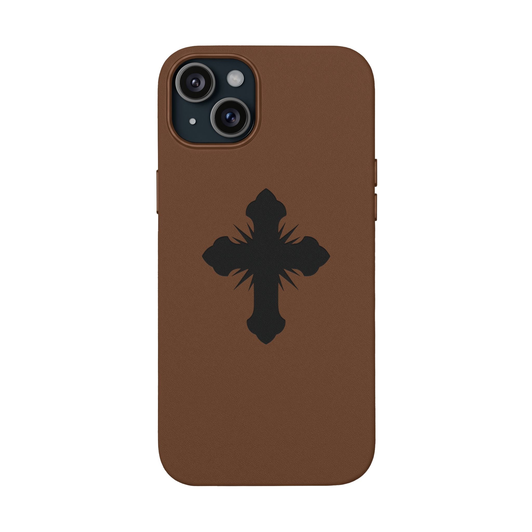 Leather Phone Case with Embossed Cross