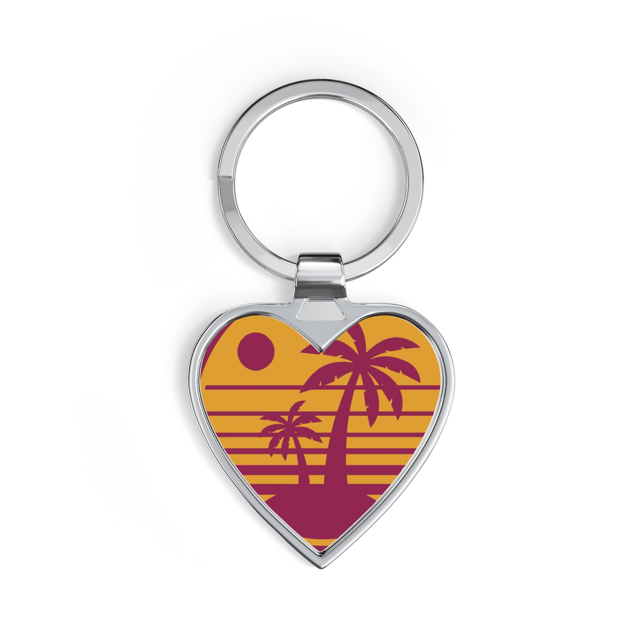 Sunset Palm Heart Keychain