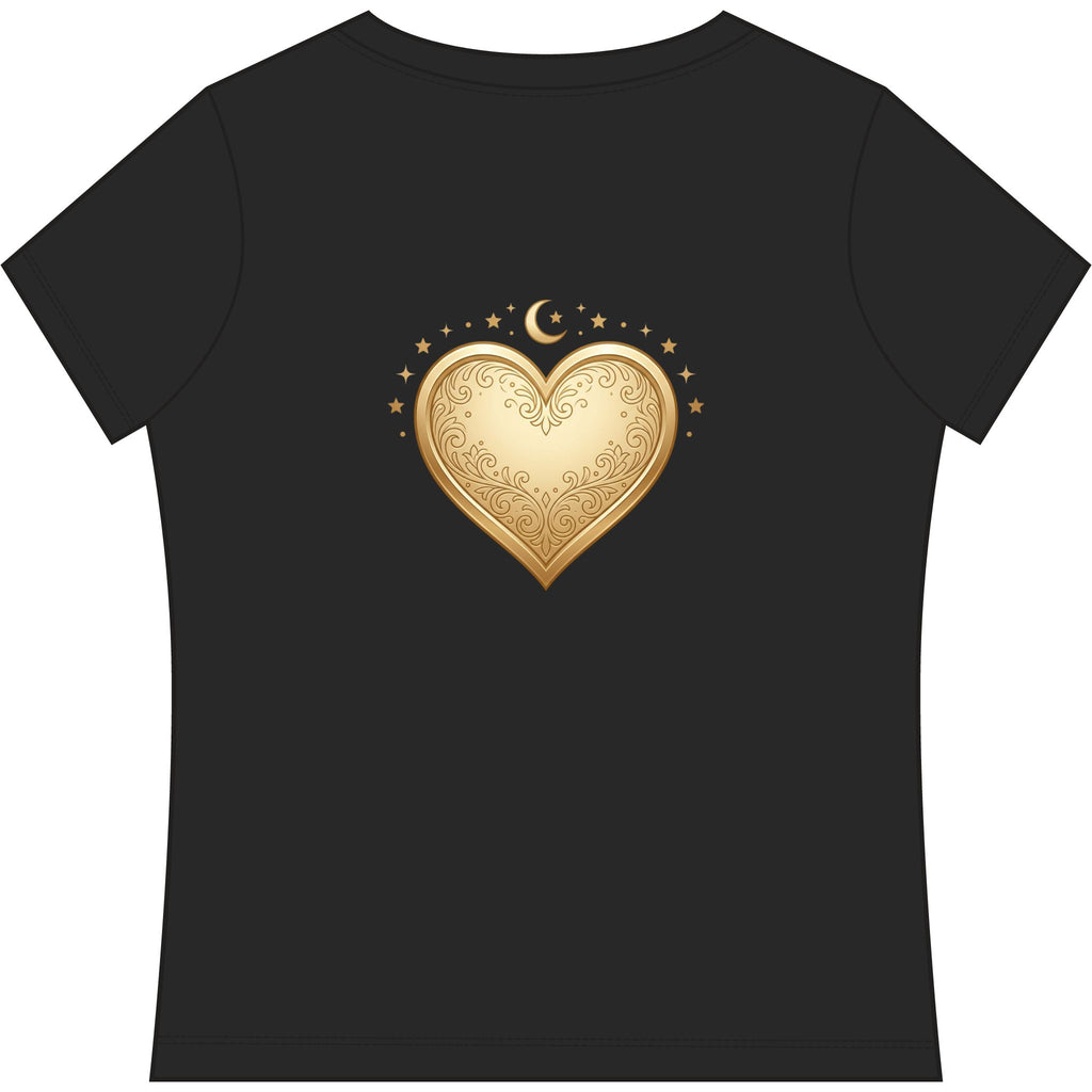 Gold Heart V-Neck Tee — Elegant Women’s Top