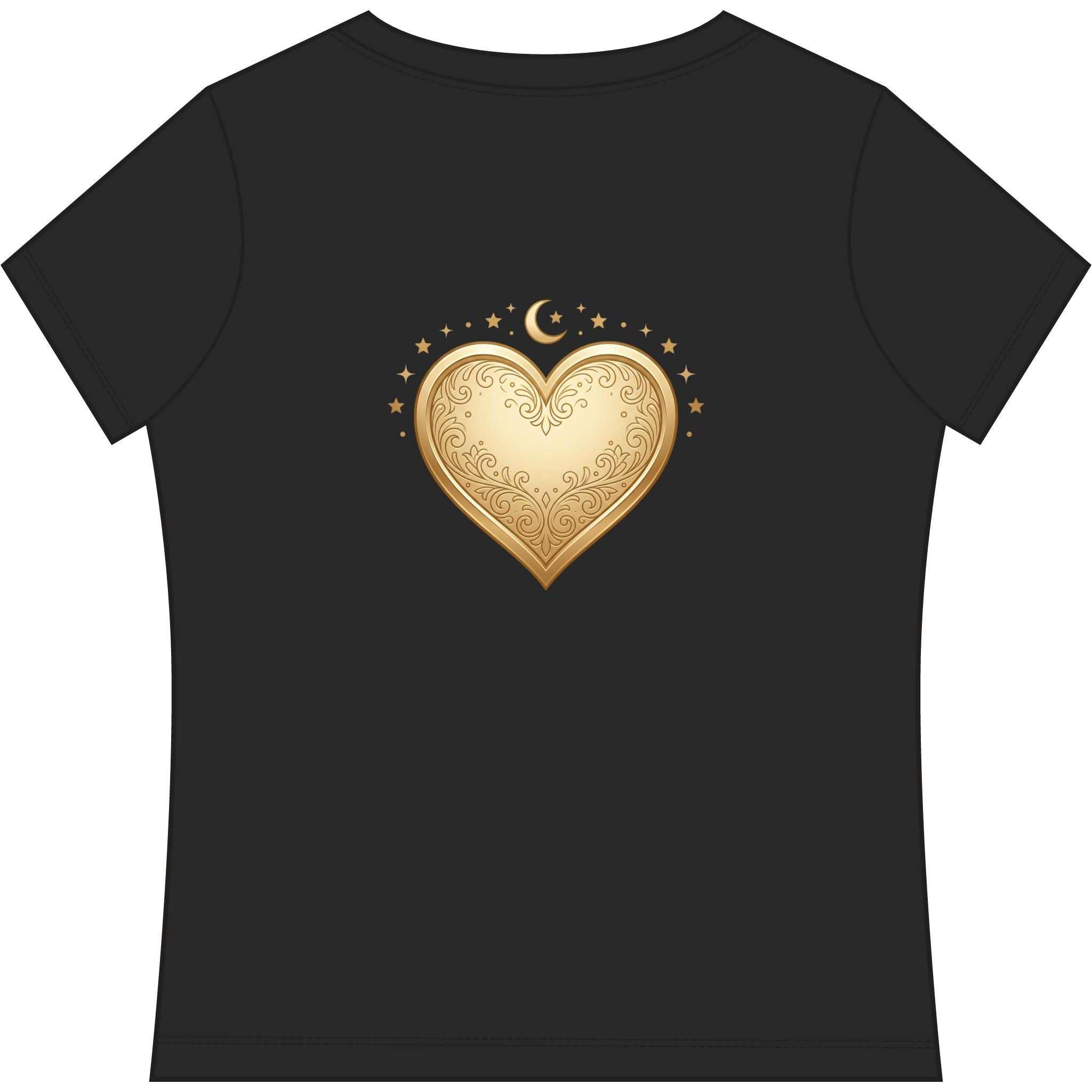 Gold Heart V-Neck Tee — Elegant Women’s Top
