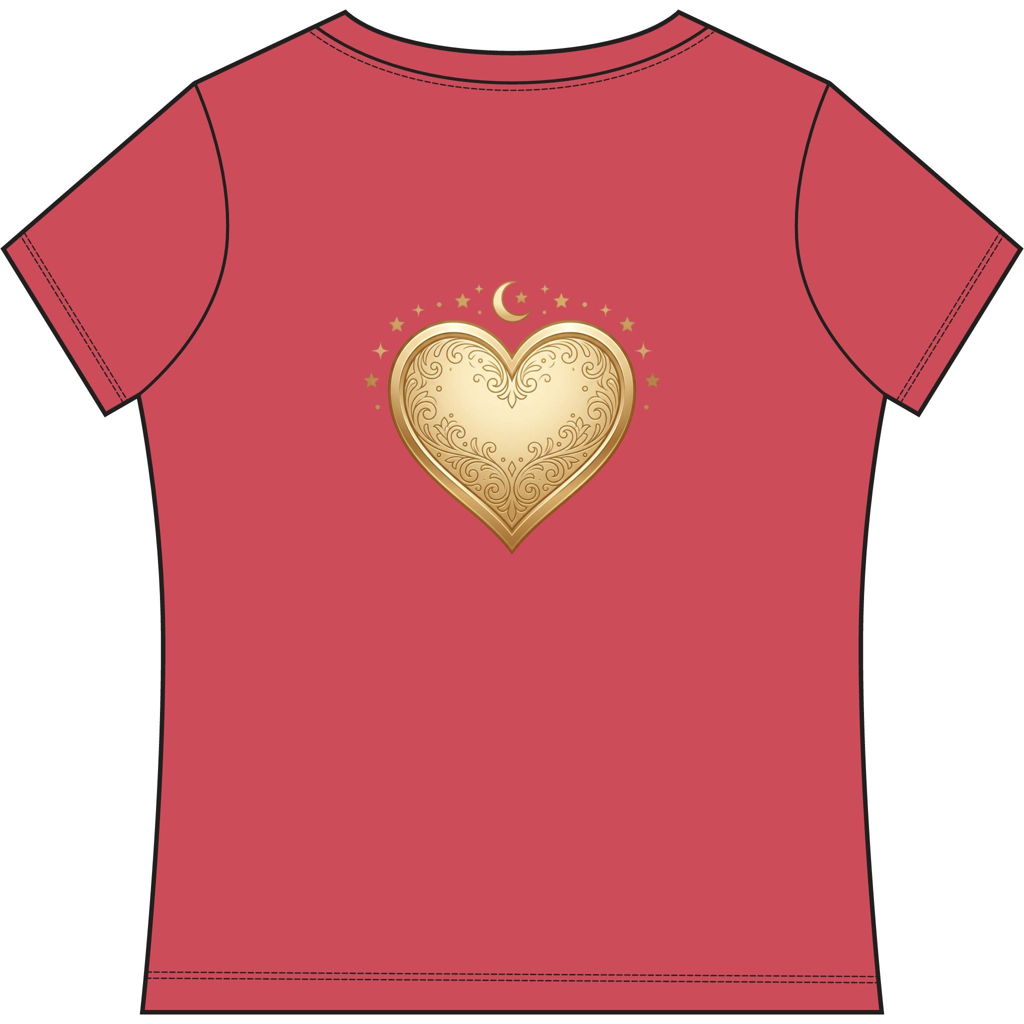 Gold Heart V-Neck Tee — Elegant Women’s Top