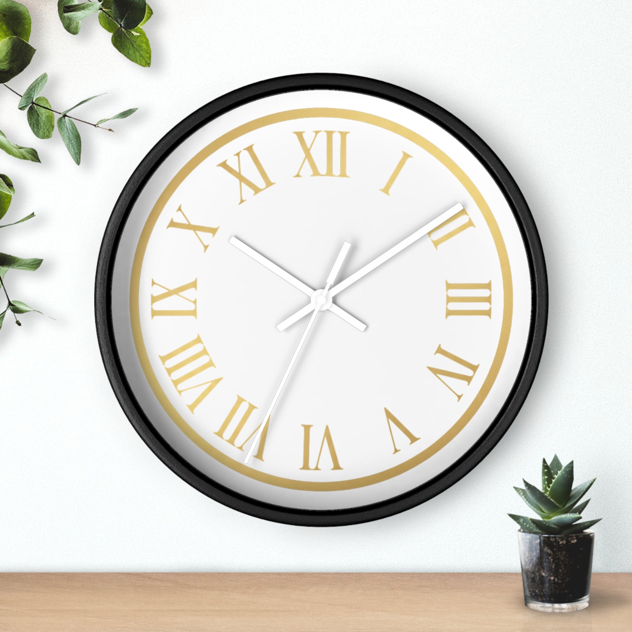 Black & Gold Roman Numeral Wall Clock