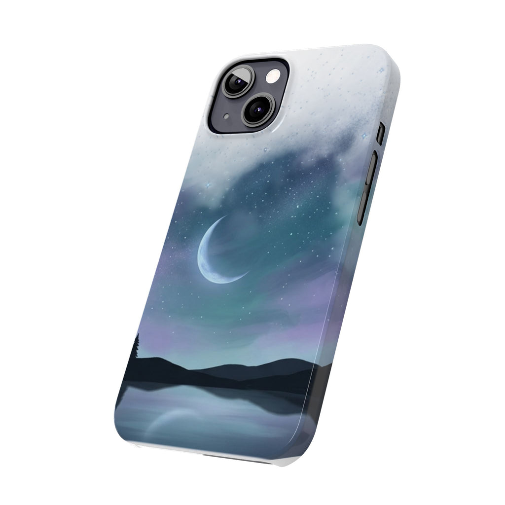 Phone Case – Night Sky Moon & Lake Artwork