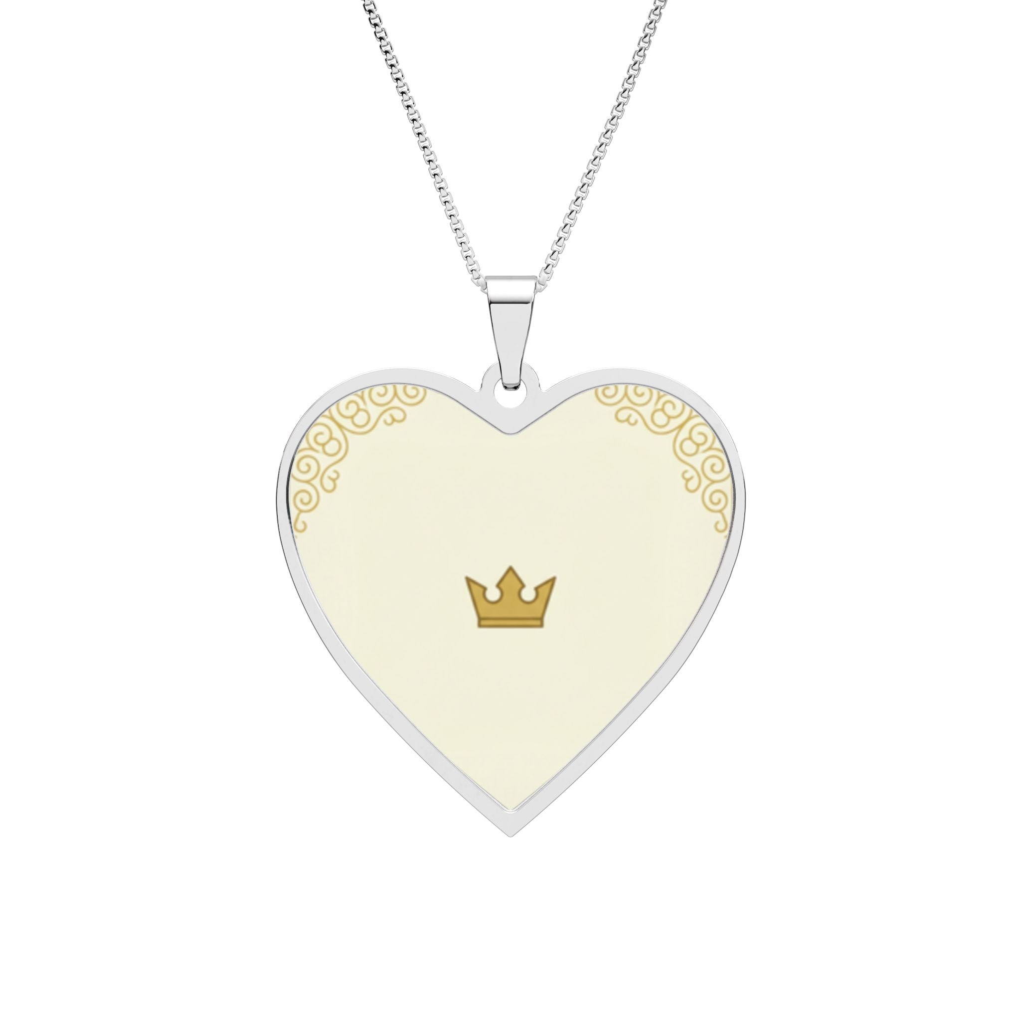 Pendant Necklace — Heart with Crown Accent