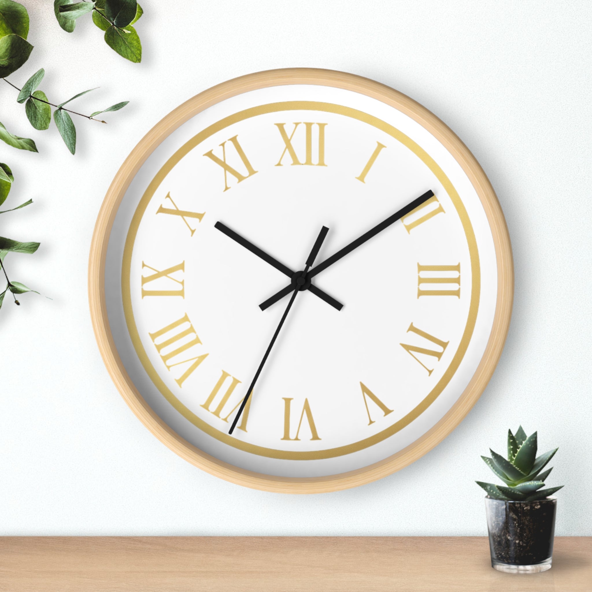 Black & Gold Roman Numeral Wall Clock
