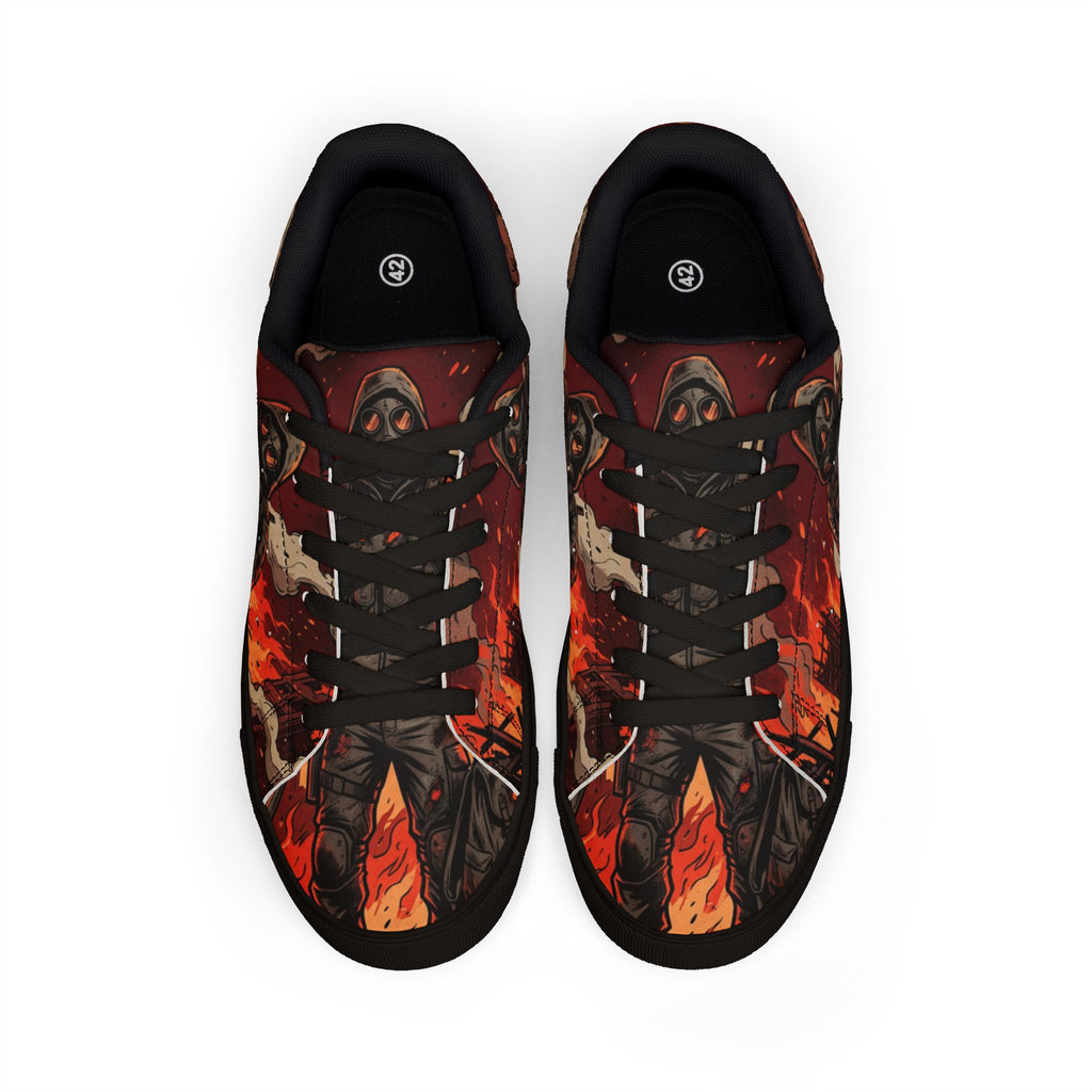 Leather Sneakers — Firefighter Low-Top Shoes