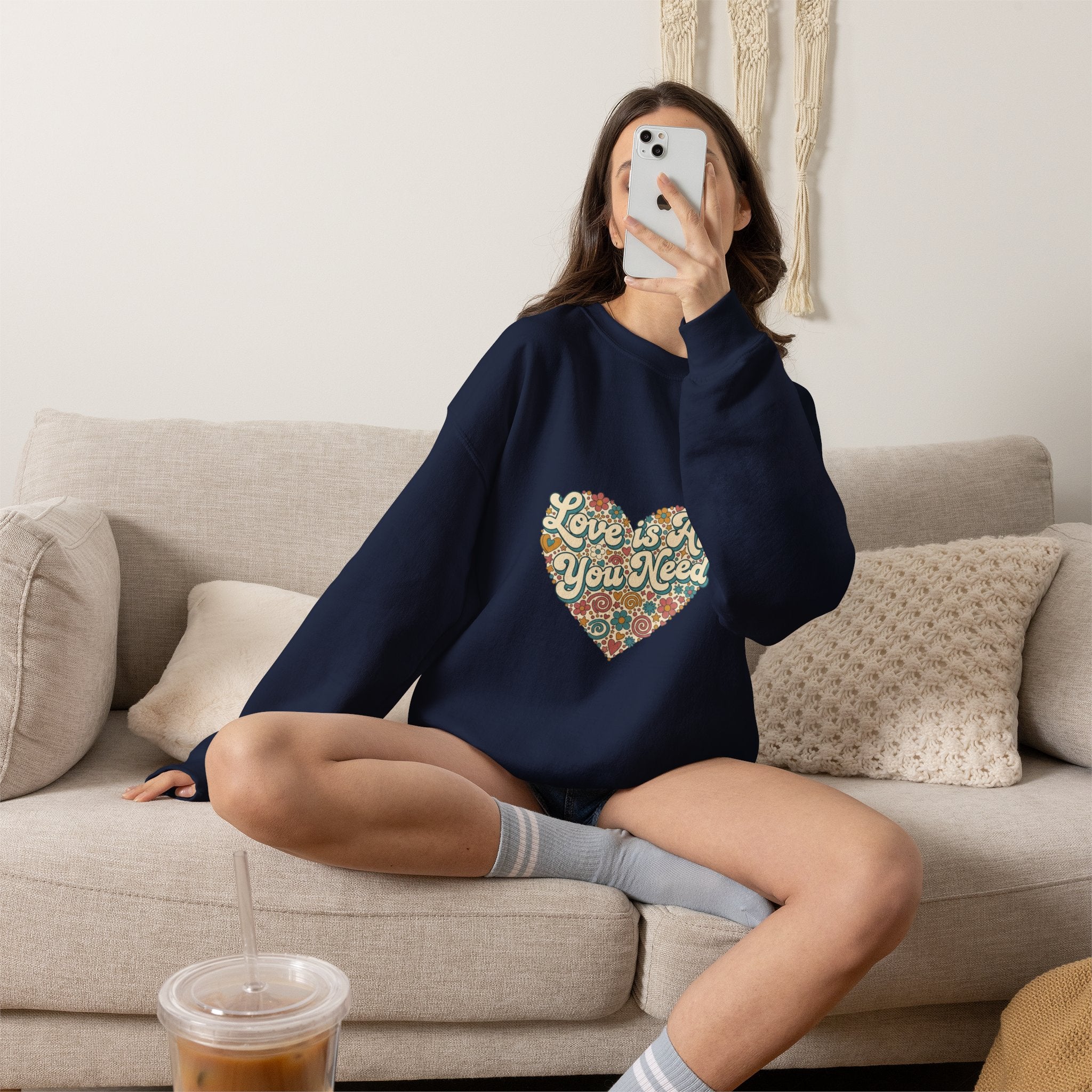 Love Is All You Need Heart Crewneck Sweatshirt