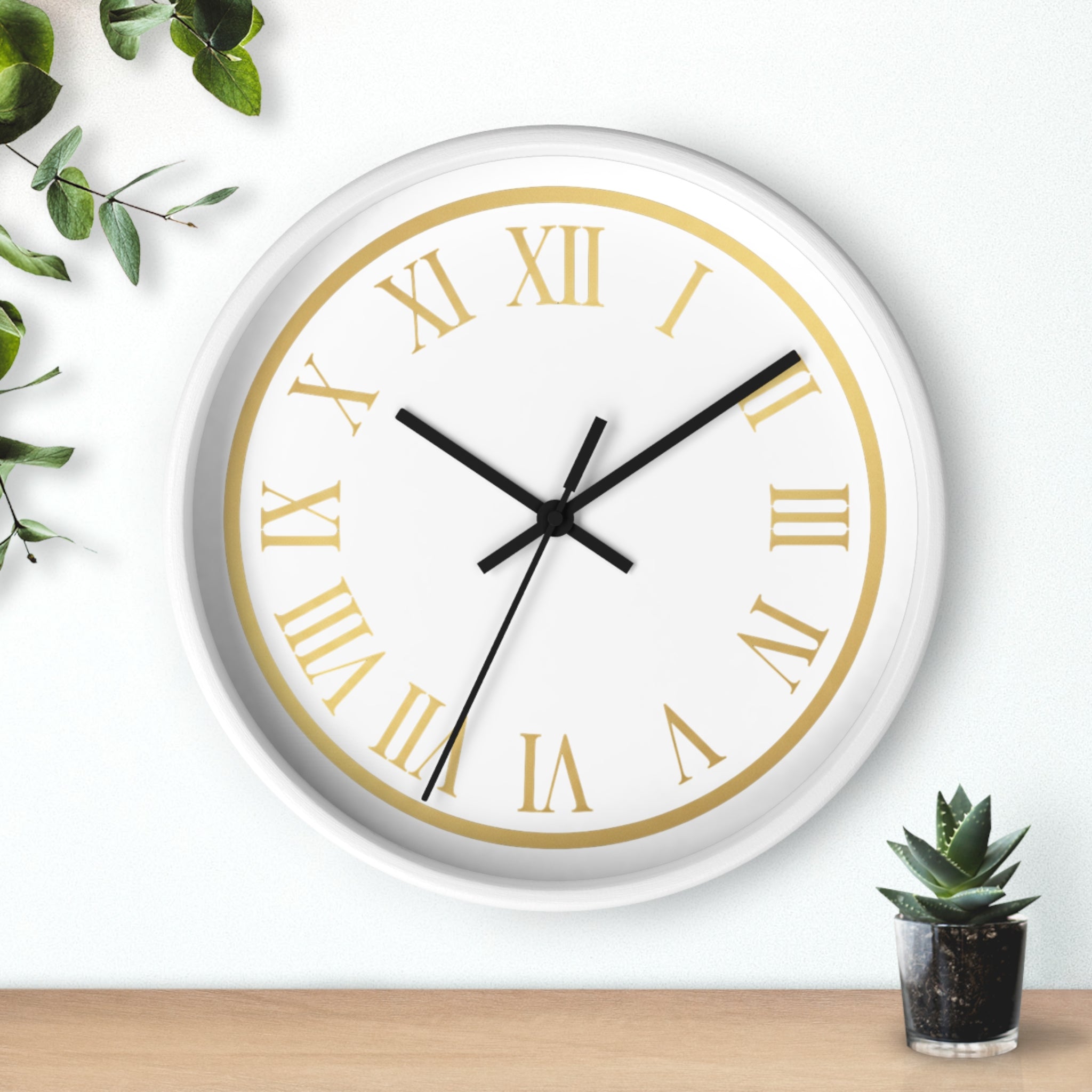 Black & Gold Roman Numeral Wall Clock
