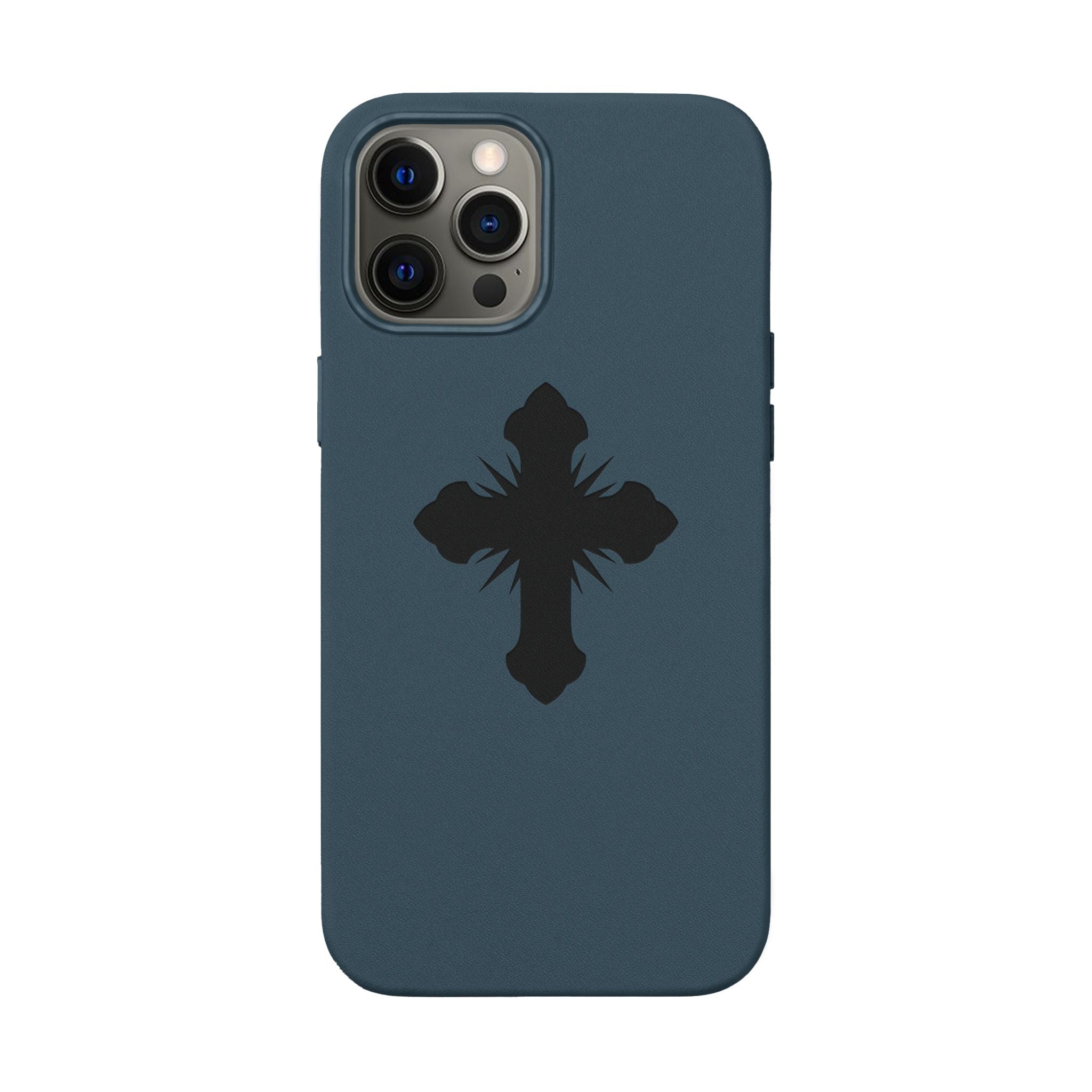 Leather Phone Case with Embossed Cross