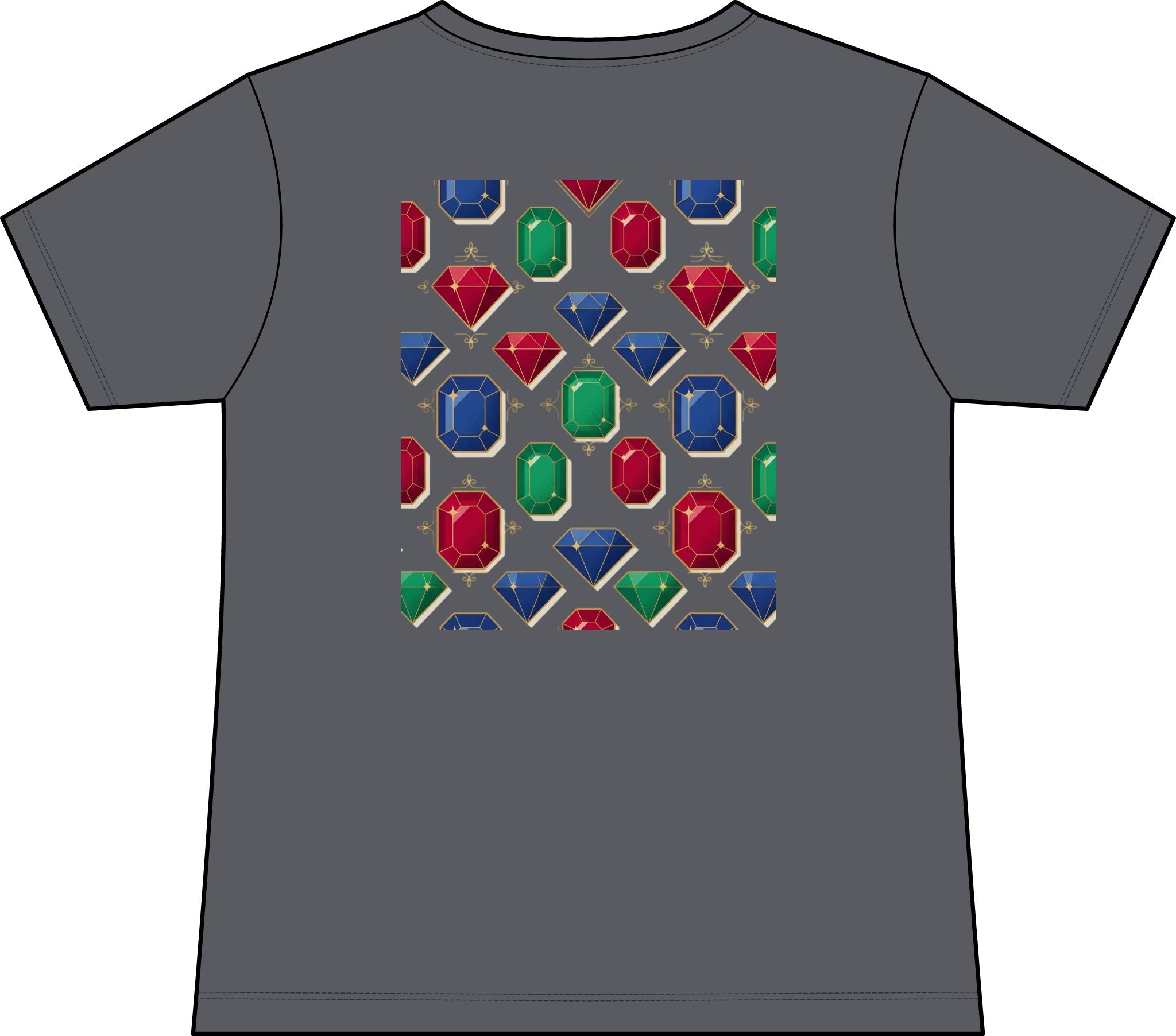 Gemstone Pattern Women’s V‑Neck Tee