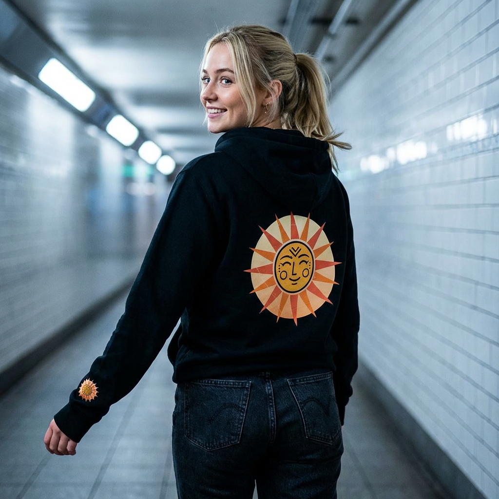 Sun Face Zip Hoodie