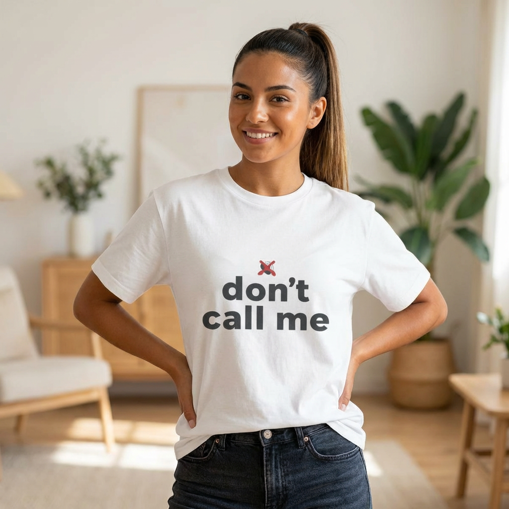 Camiseta con estampado "Don't Call Me" — Camiseta minimalista