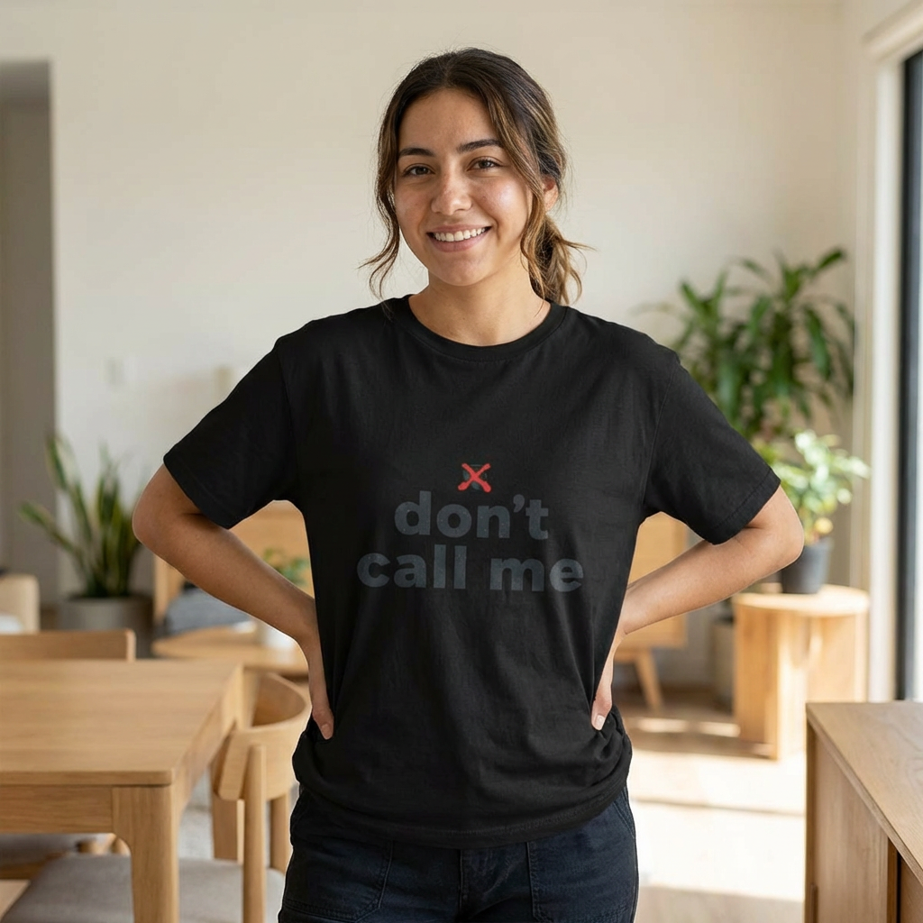 Camiseta con estampado "Don't Call Me" — Camiseta minimalista