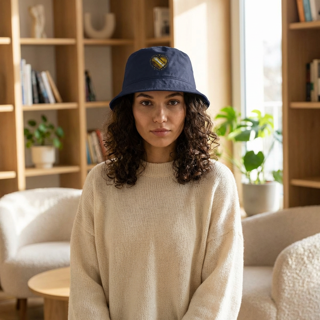 Gold Sequin Heart Embroidered Bucket Hat