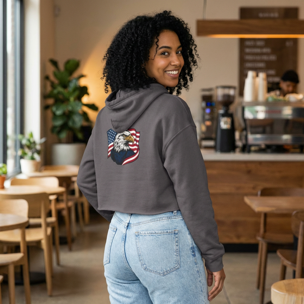 Patriotic Eagle Cropped Hoodie