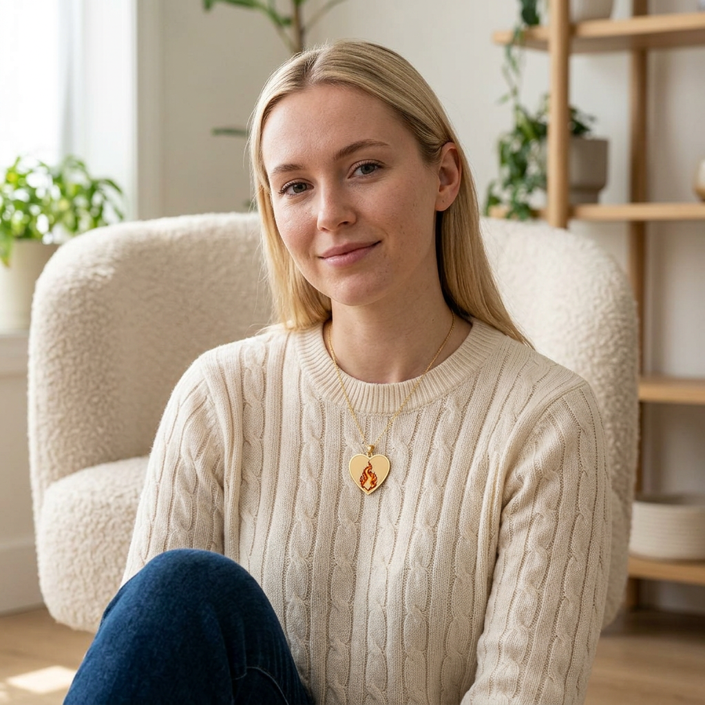 Heart Flame Pendant Necklace