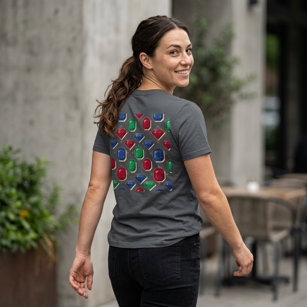 Gemstone Pattern Women’s V‑Neck Tee