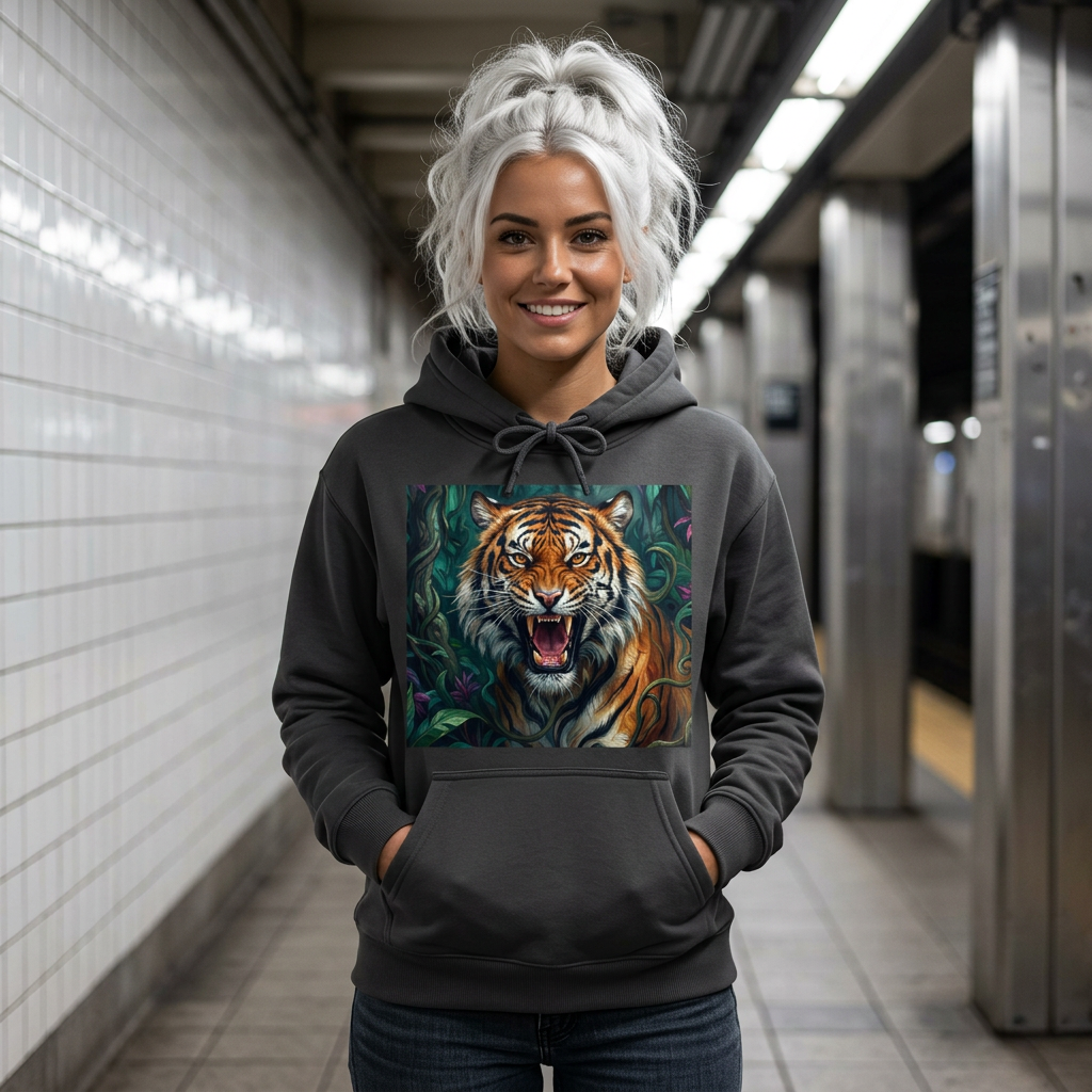 Tiger Hoodie — Women's Fierce Jungle Animal