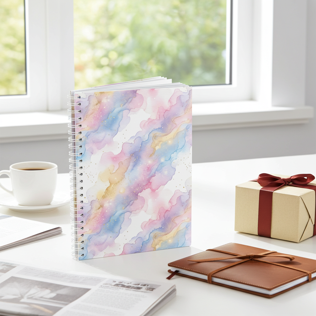 Spiral Notebook — Pink & Blue Marble Journal