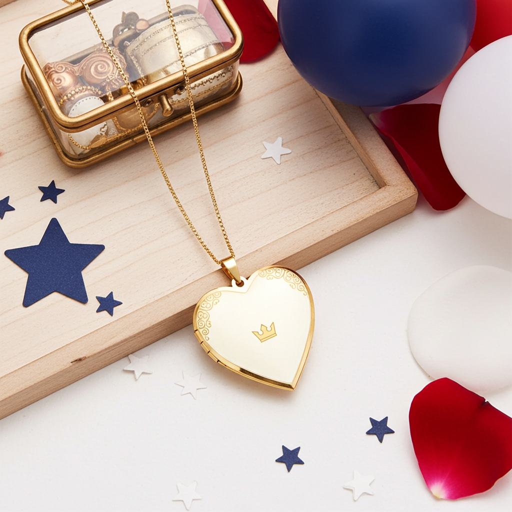 Pendant Necklace — Heart with Crown Accent