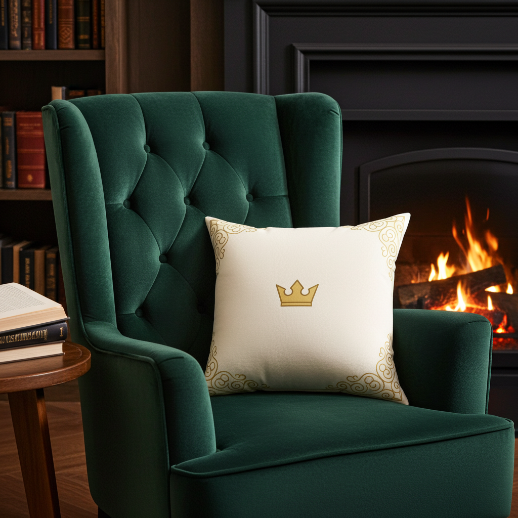 Royal Gold Crown Throw Pillow