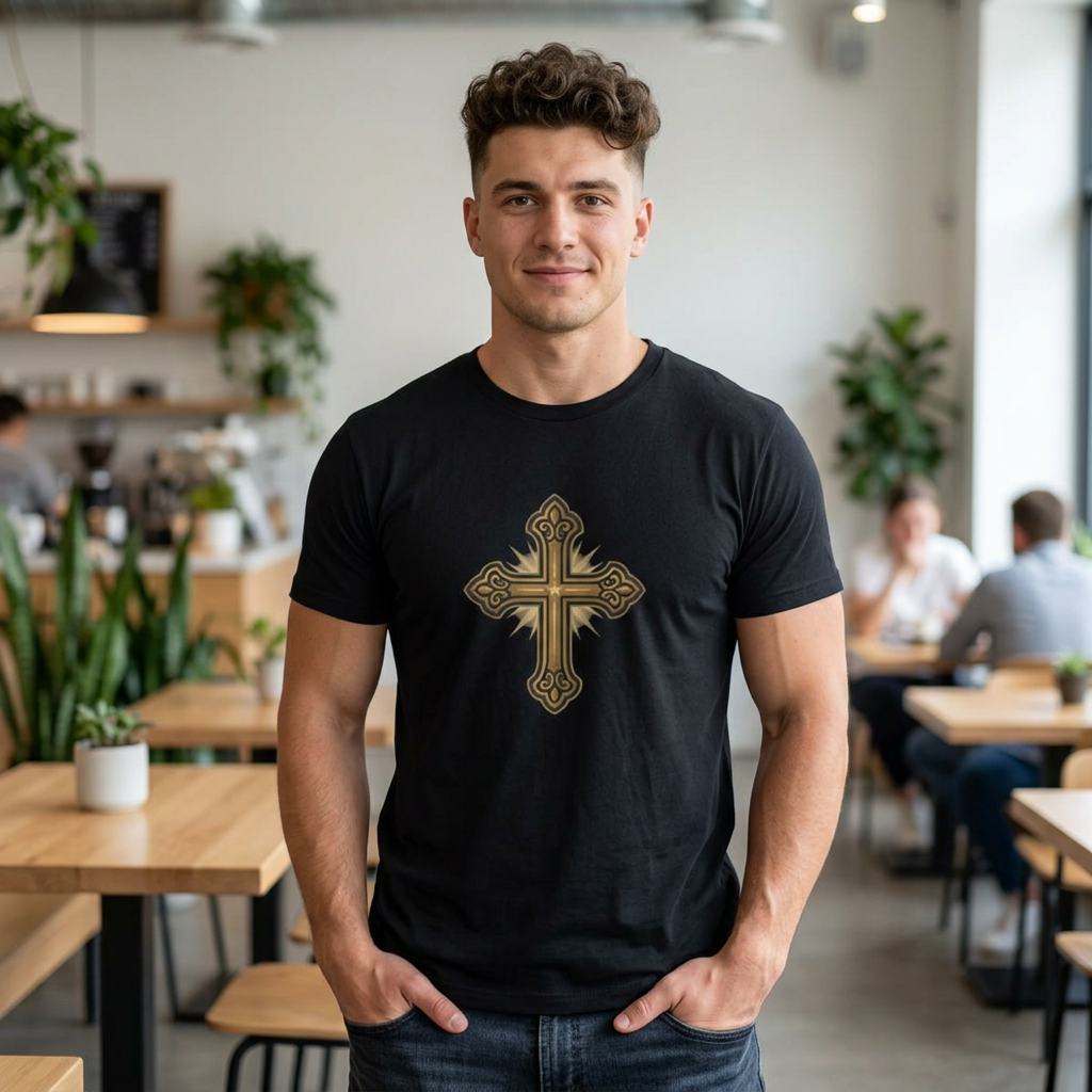 Gold Ornate Cross T-Shirt