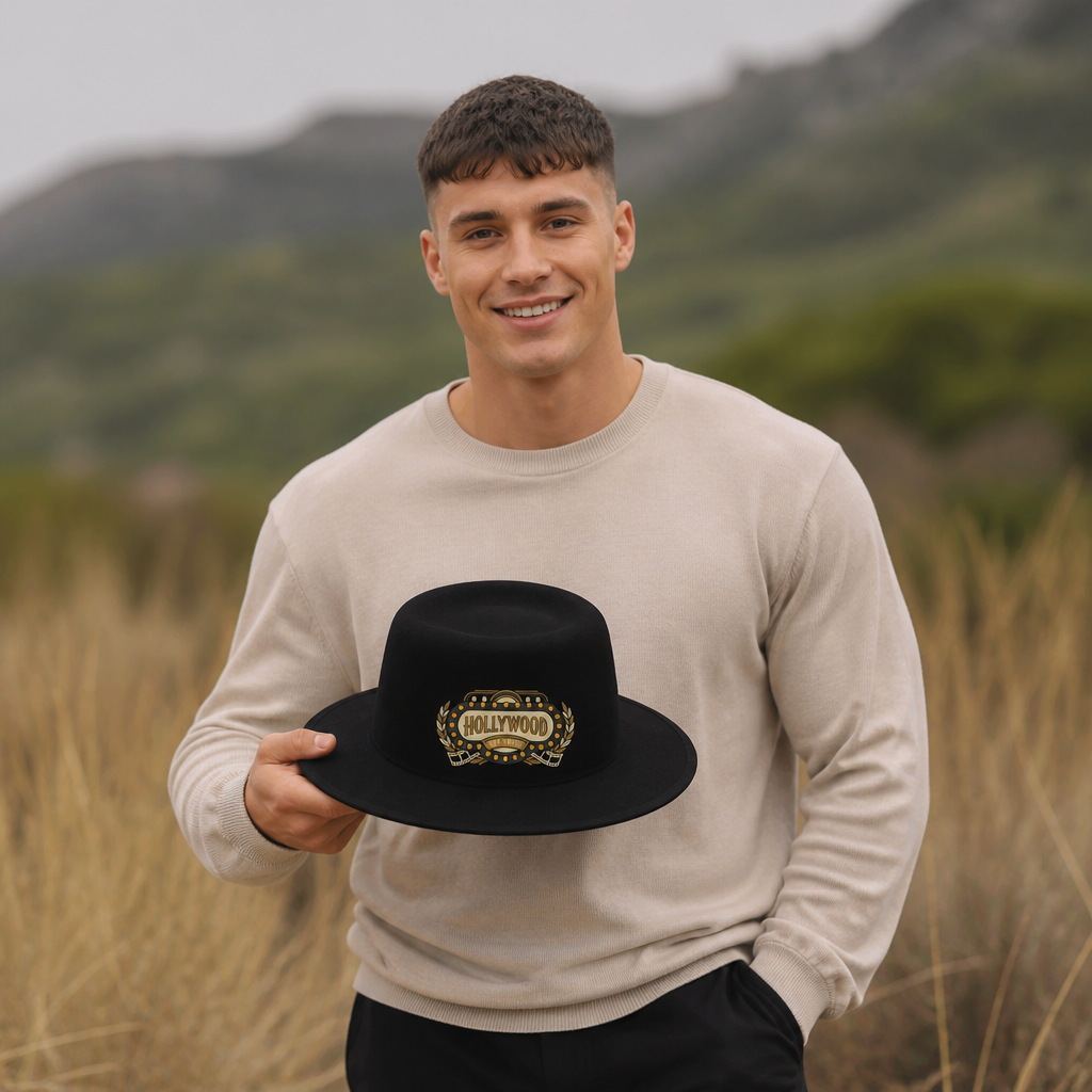 Wide Brim Hat — Hollywood Vintage Marquee Logo