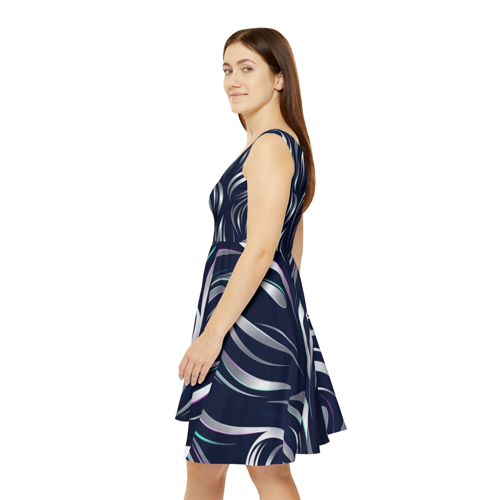 Abstract Wave Skater Dress