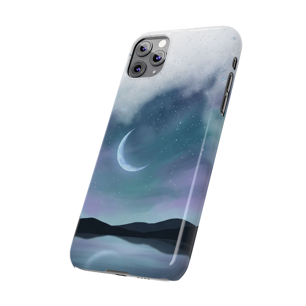 Phone Case – Night Sky Moon & Lake Artwork