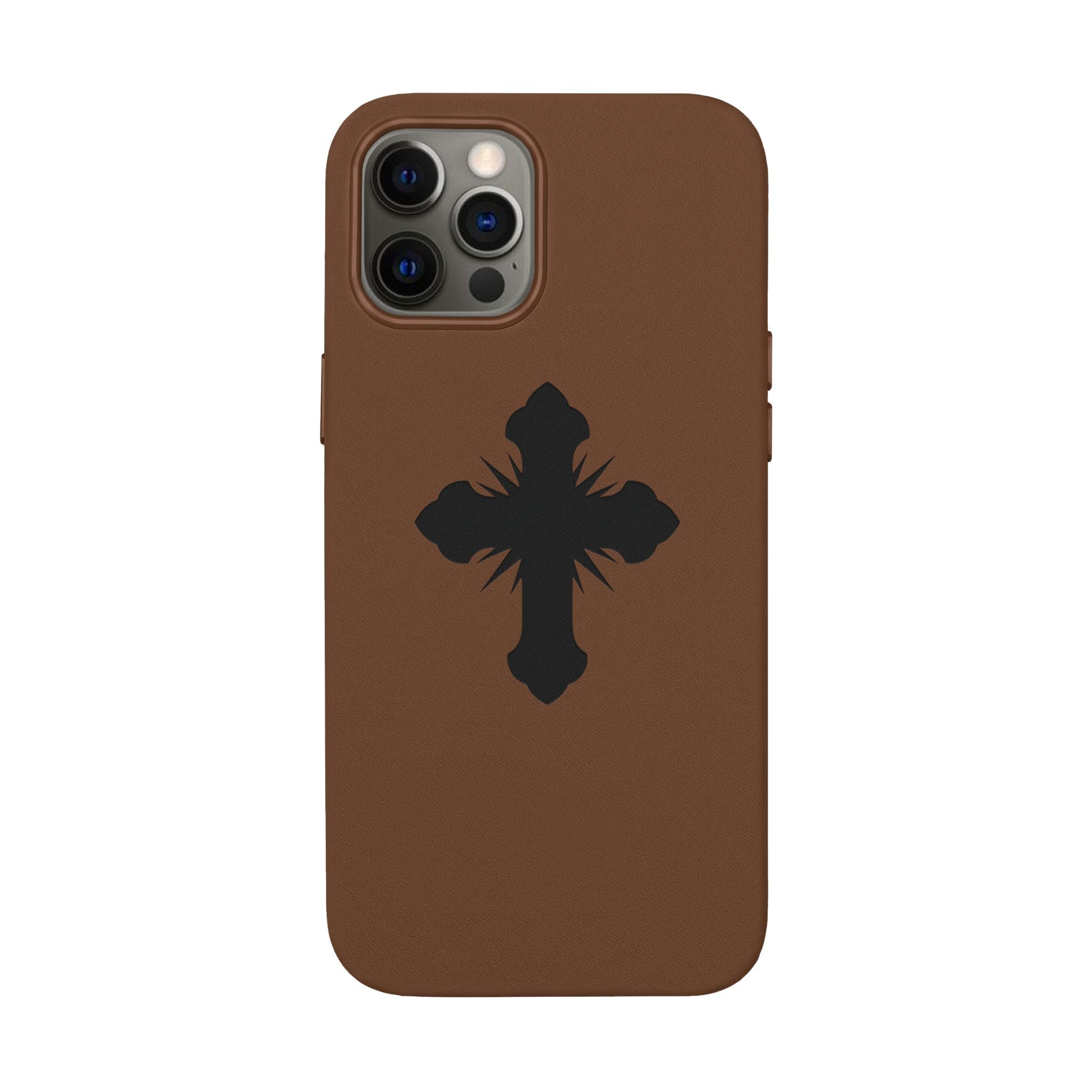 Leather Phone Case with Embossed Cross