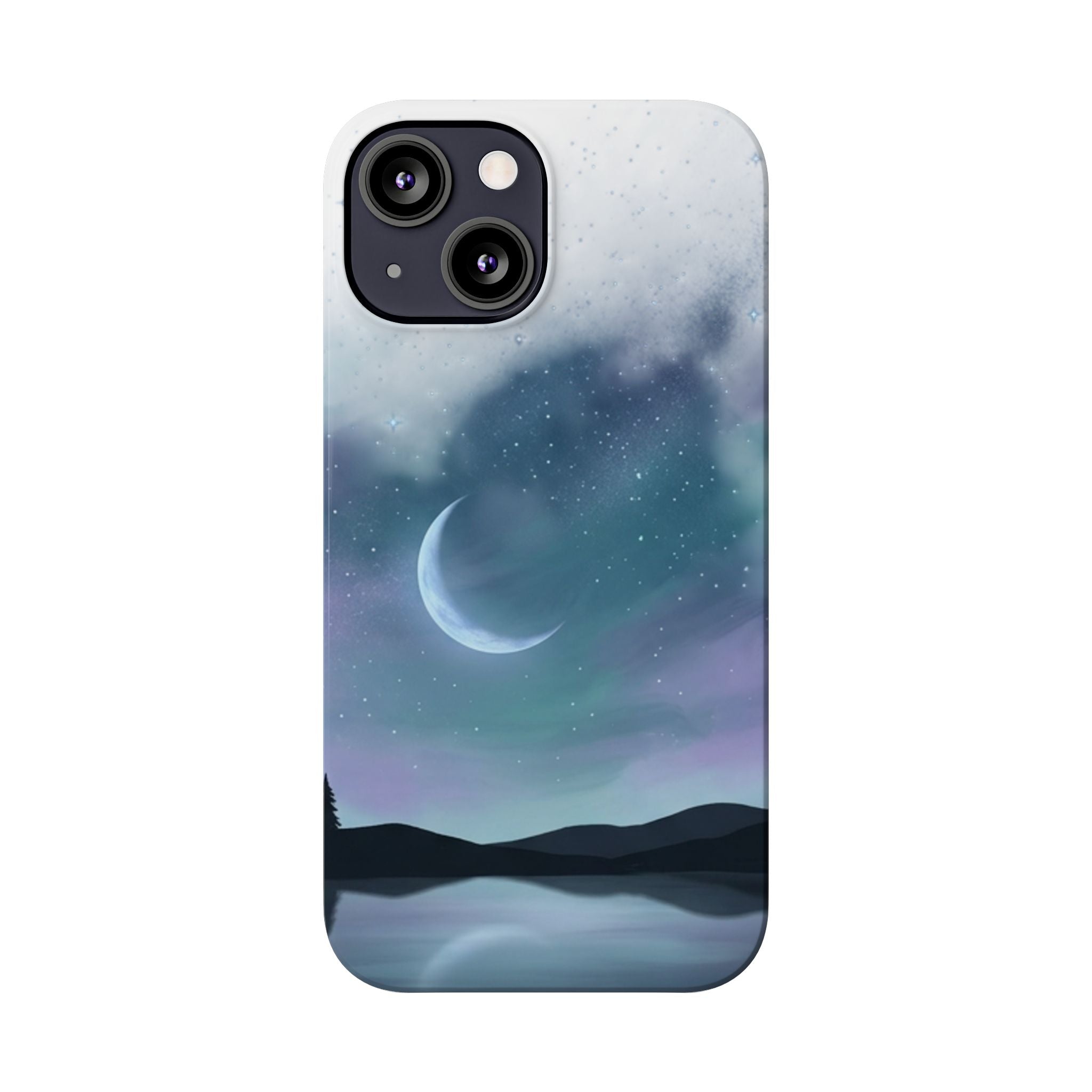 Phone Case – Night Sky Moon & Lake Artwork