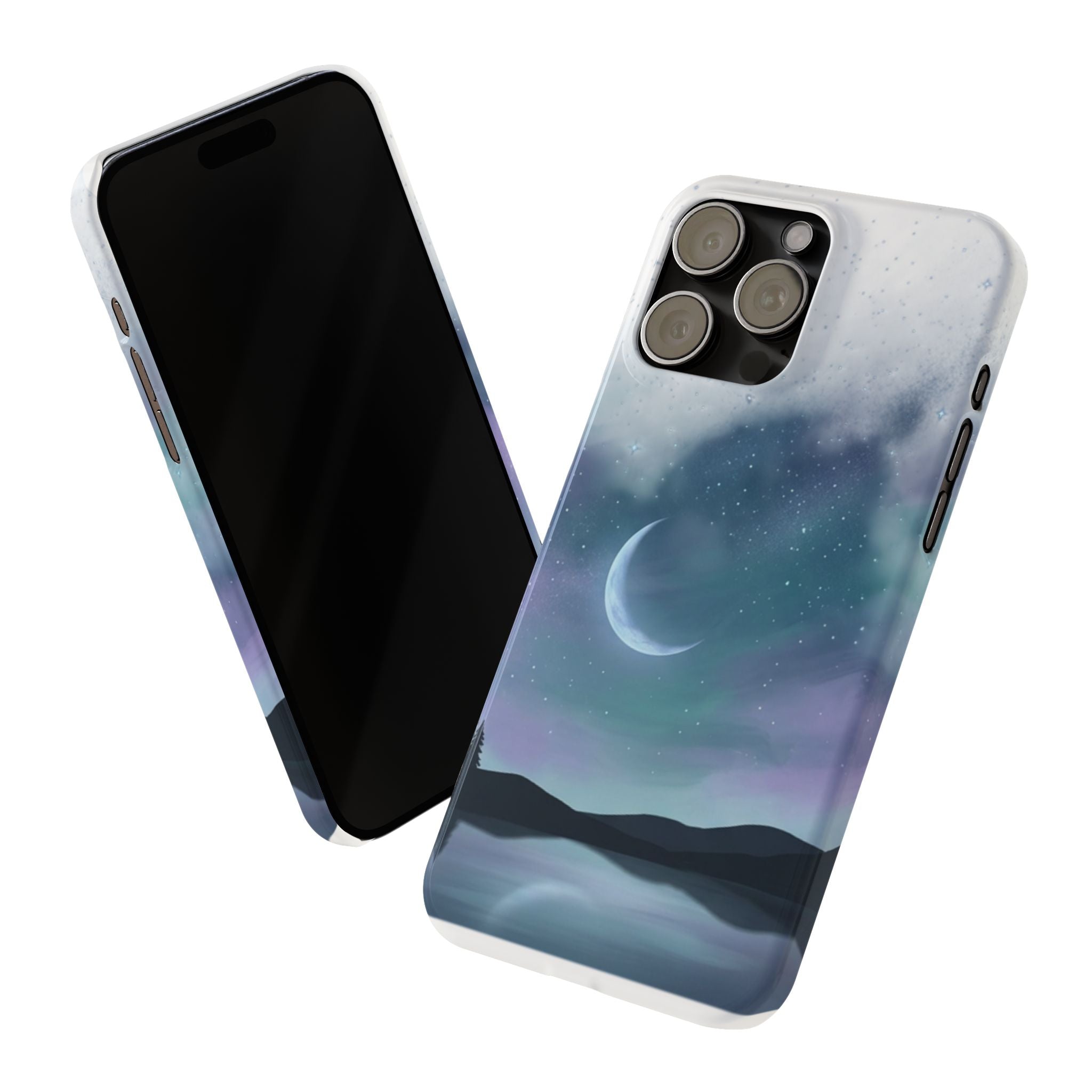 Phone Case – Night Sky Moon & Lake Artwork