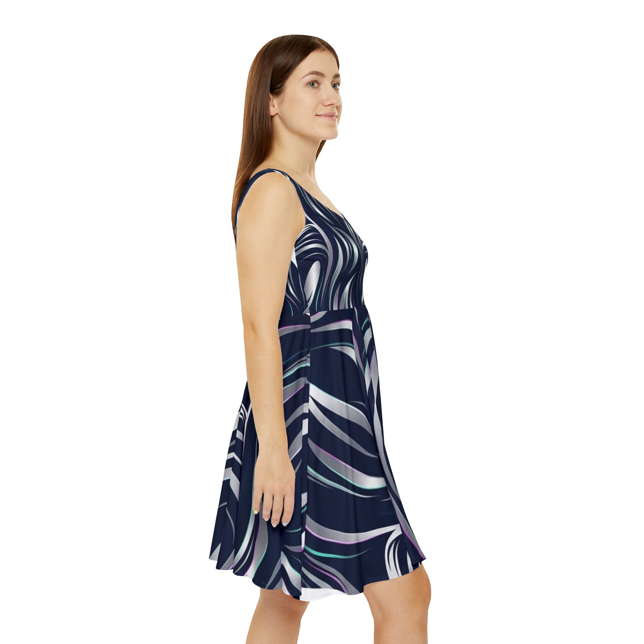 Abstract Wave Skater Dress