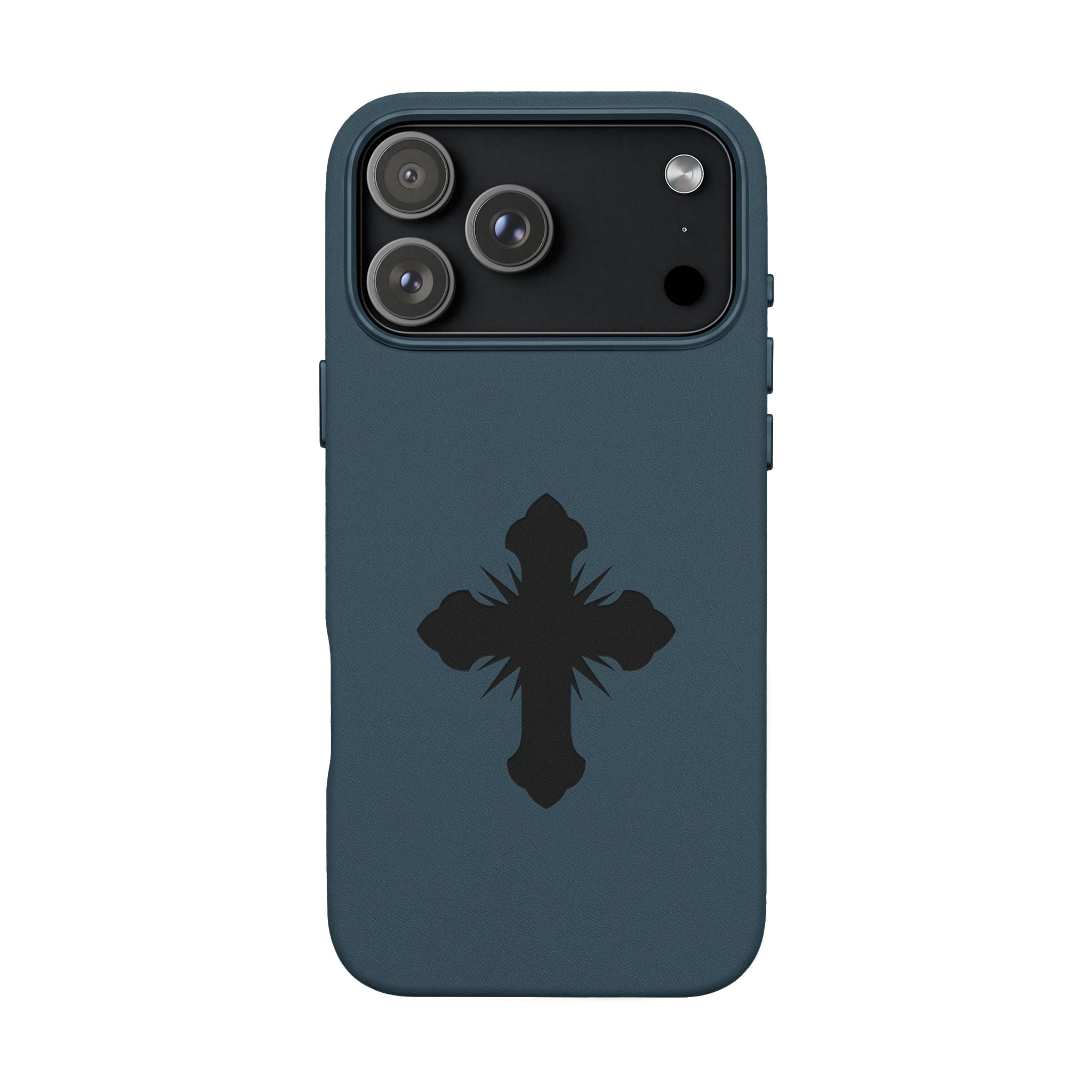 Leather Phone Case with Embossed Cross