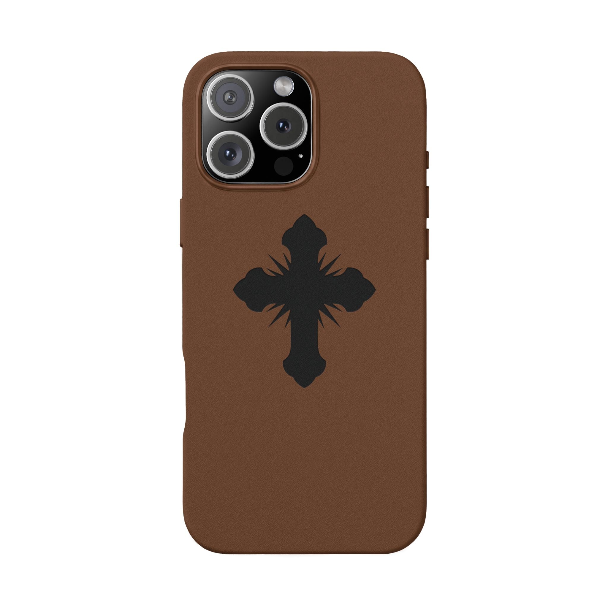 Leather Phone Case with Embossed Cross