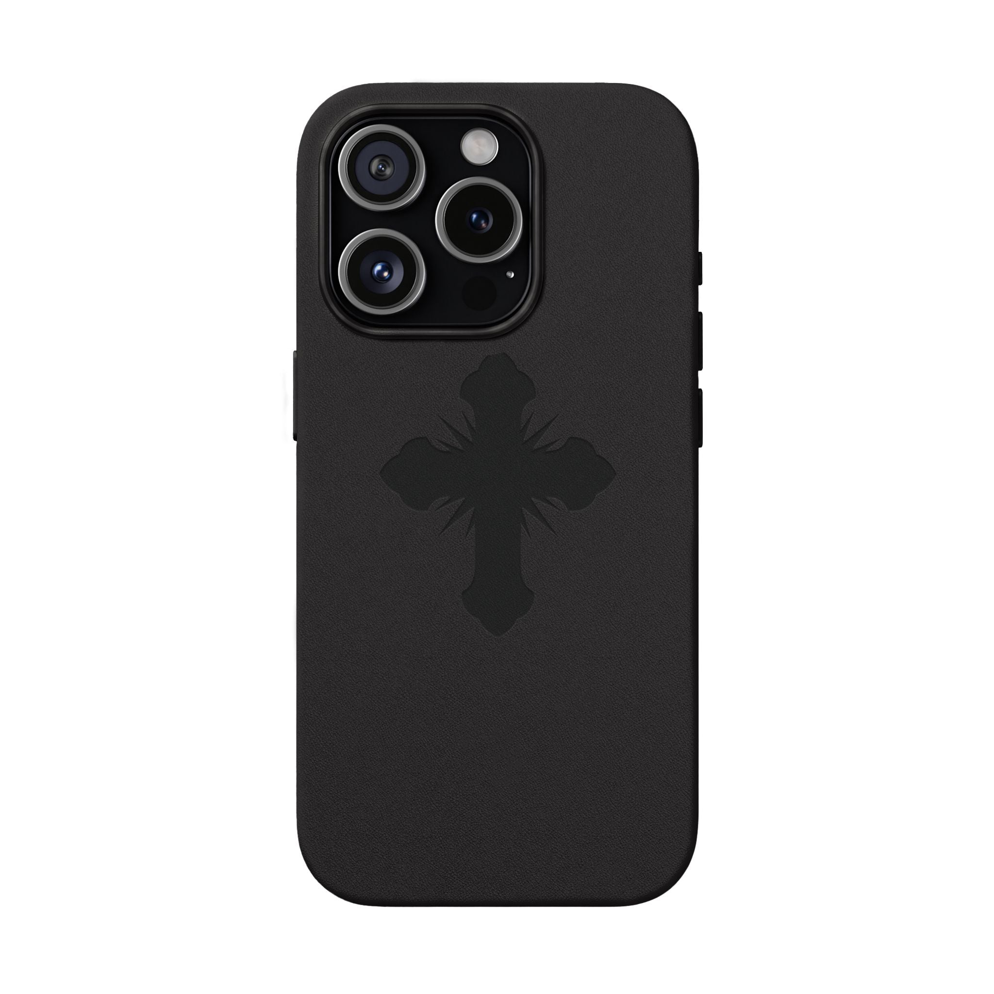 Leather Phone Case with Embossed Cross
